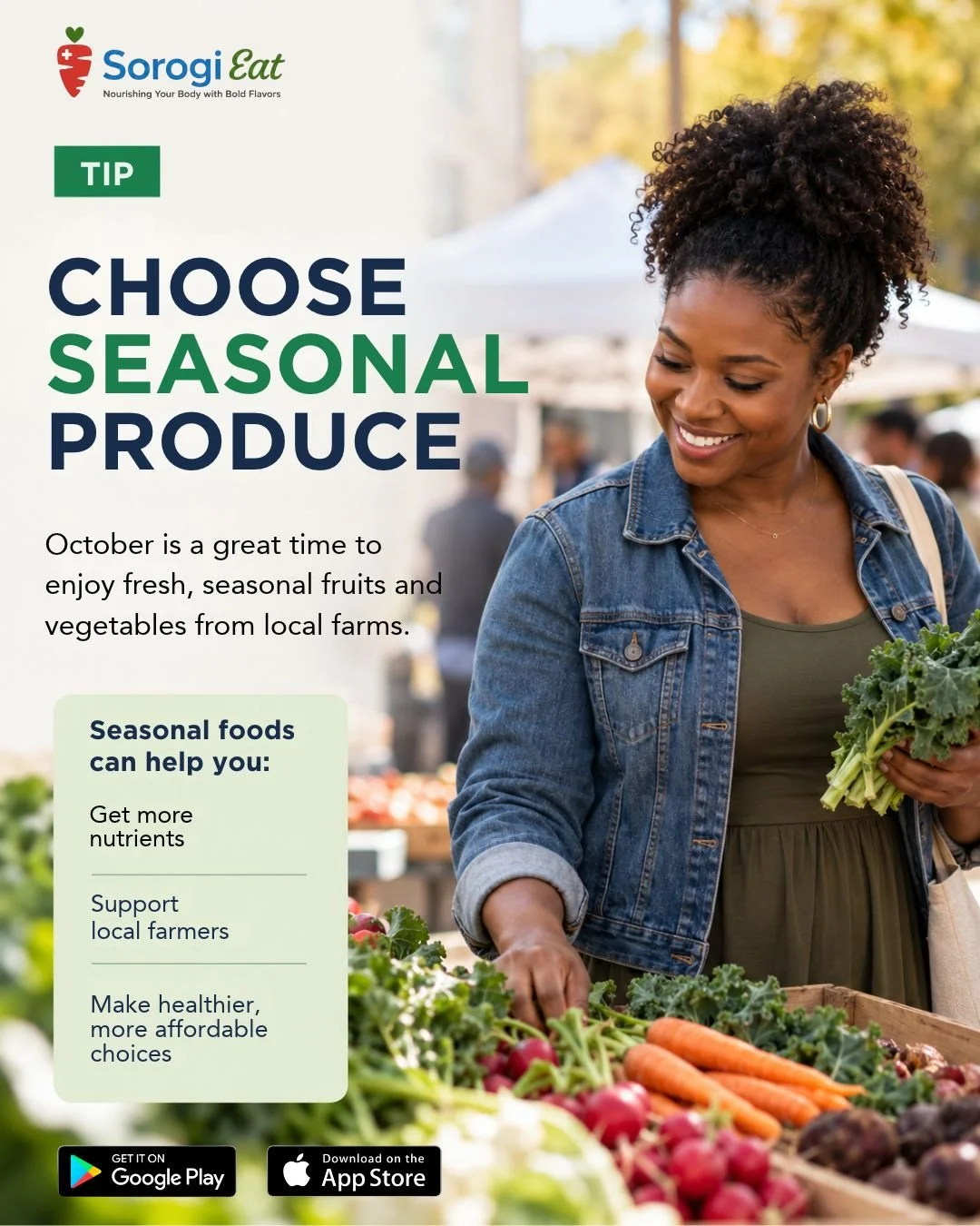Fresh, seasonal produce can bring more variety to your meals while supporting local farmers and everyday healthy choices. 

https://www.sorogi.com/sorogieat
 
#SorogiEAT #SeasonalProduce #EatFresh #HealthyChoices