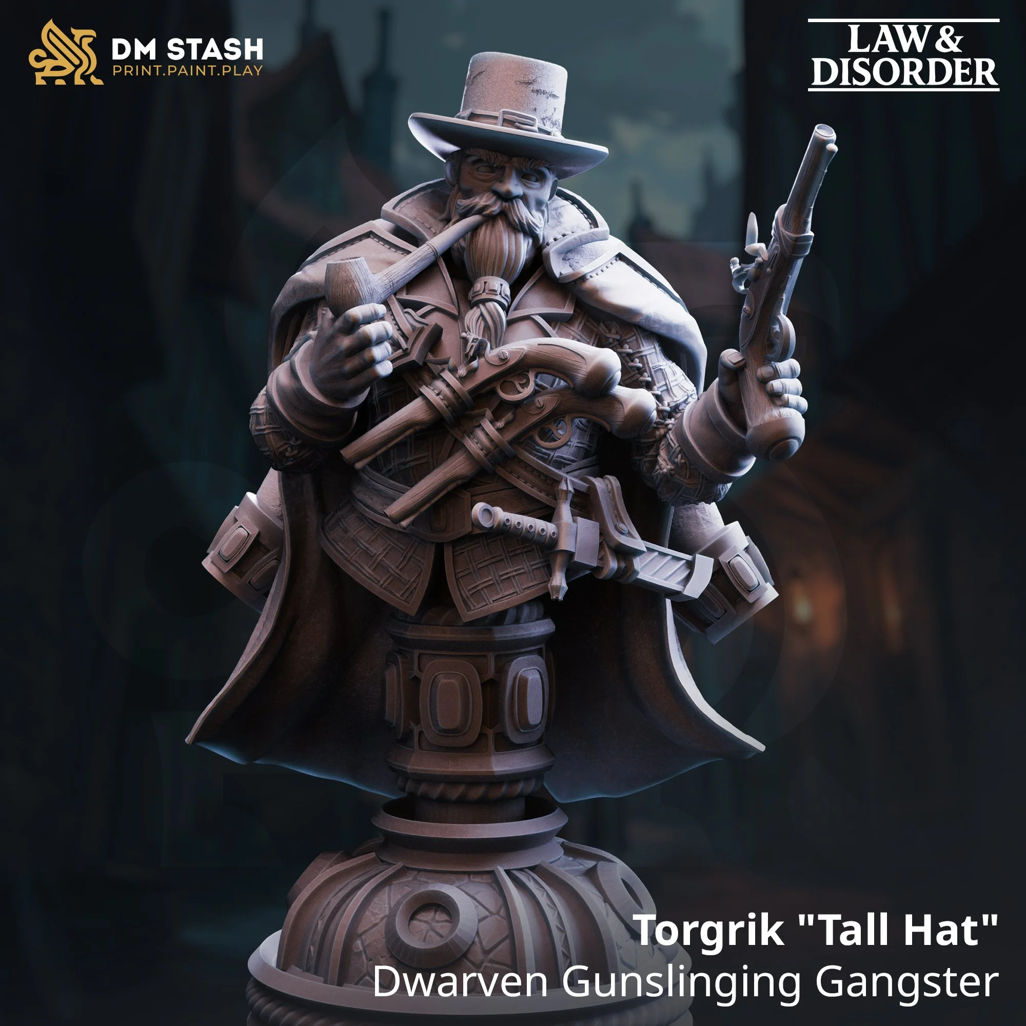 Torgrik Tall Hat - Dwarven Gunslinging Gangster (Bust).jpg