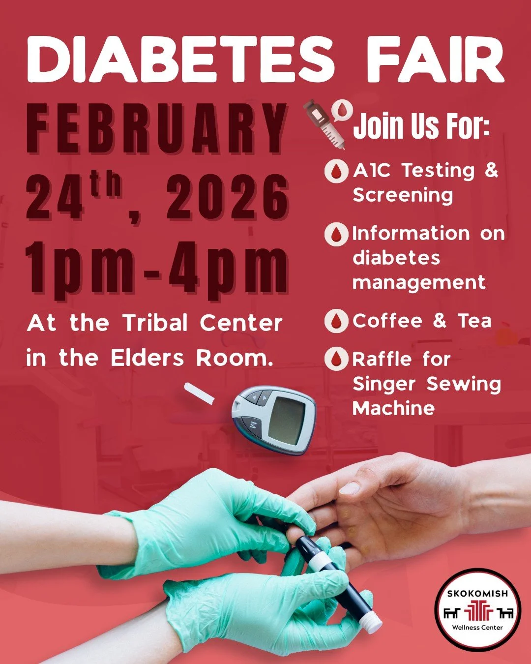 ❣️💙 Join Us for Our Diabetes Fair, Tomorrow! 💙❣️

Knowledge is power and your health matters! 🩺✨
Come out to our Diabetes Fair for a day of free screenings, expert advice, healthy living tips, coffee, tea and a raffle!

Whether you&rsquo;re living