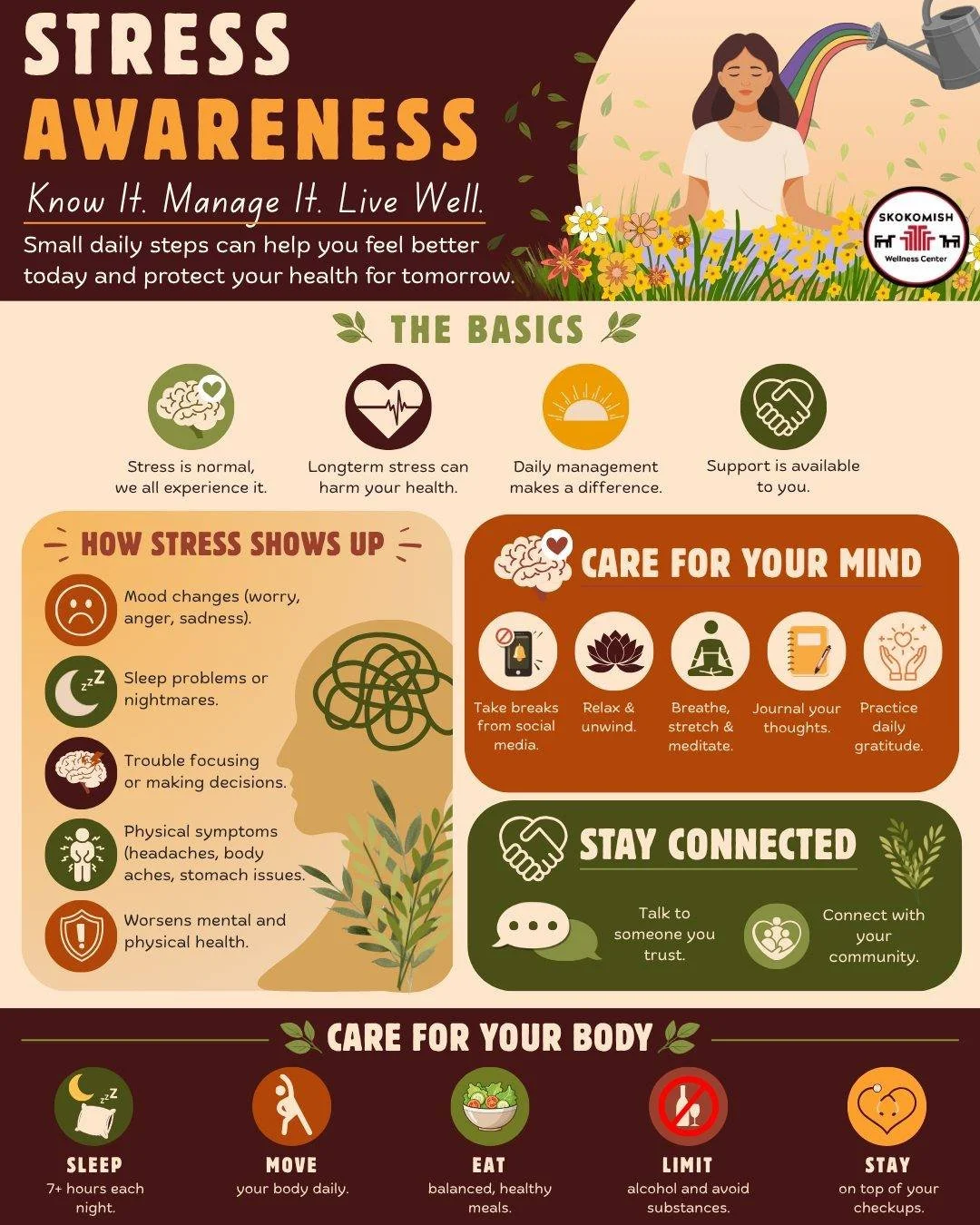 🌿💆&zwj;♀️ Stress is a part of life, but it doesn&rsquo;t have to take over your health.🧘&zwj;♀️🌿
Taking small steps each day to care for your mind and body can make a big difference. From getting enough sleep to staying connected with others, man