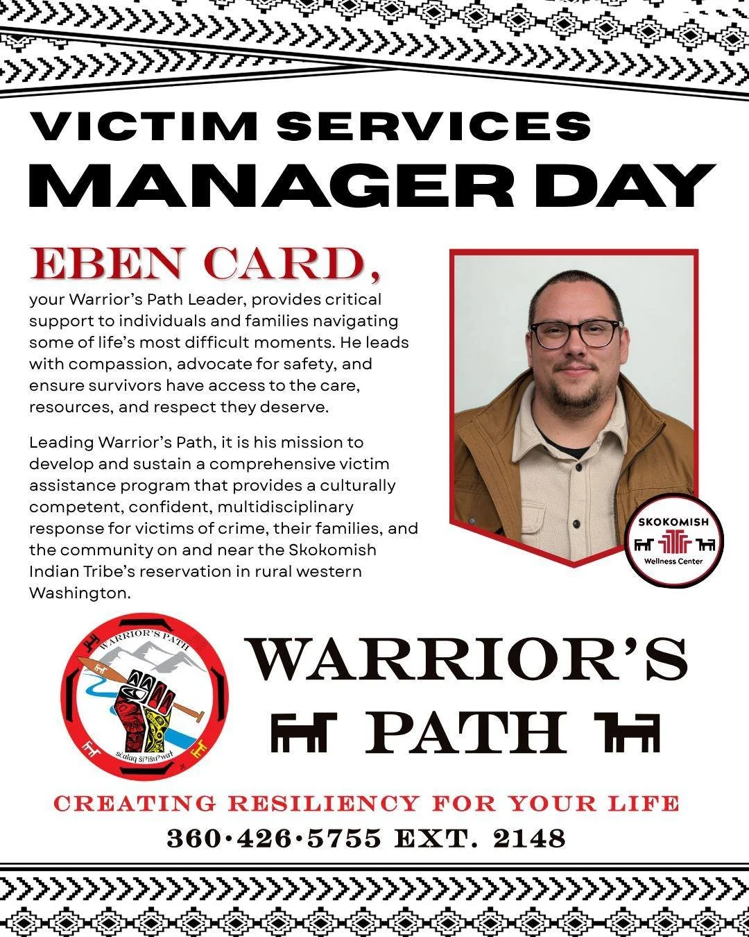 Today is Victim Services Manager Day. 💪🗣️
Honoring and appreciate our Victim Services Manager, Eben Card, whose leadership, compassion, and dedication make a lasting impact every day. Today we recognize the impact of strong advocacy and the commitm