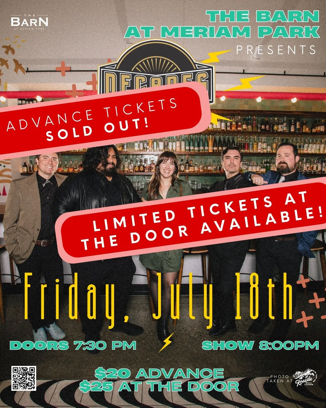➡️Tickets in advance are sold out - never fear we've got limited tickets available at the door 👏🏼 Tonight is going to be a BLAST! ✨

Doors open at 7:30 PM / Show at 8:00 PM

#decades #livemusic #concert #community #allagesevent #thebarnatmeriampark