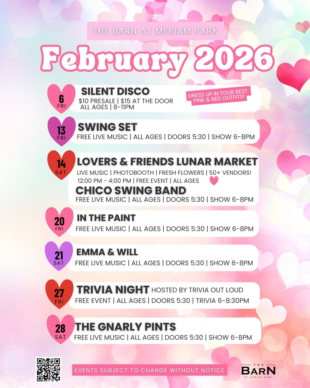 February is bringing all the love 💘 From our Lovers &amp; Friends Market to Silent Disco night and a whole lot of free live music - our calendar is full and so is our heart. Tag a friend below and invite them to the event you'll be at! ✨

#meriampar