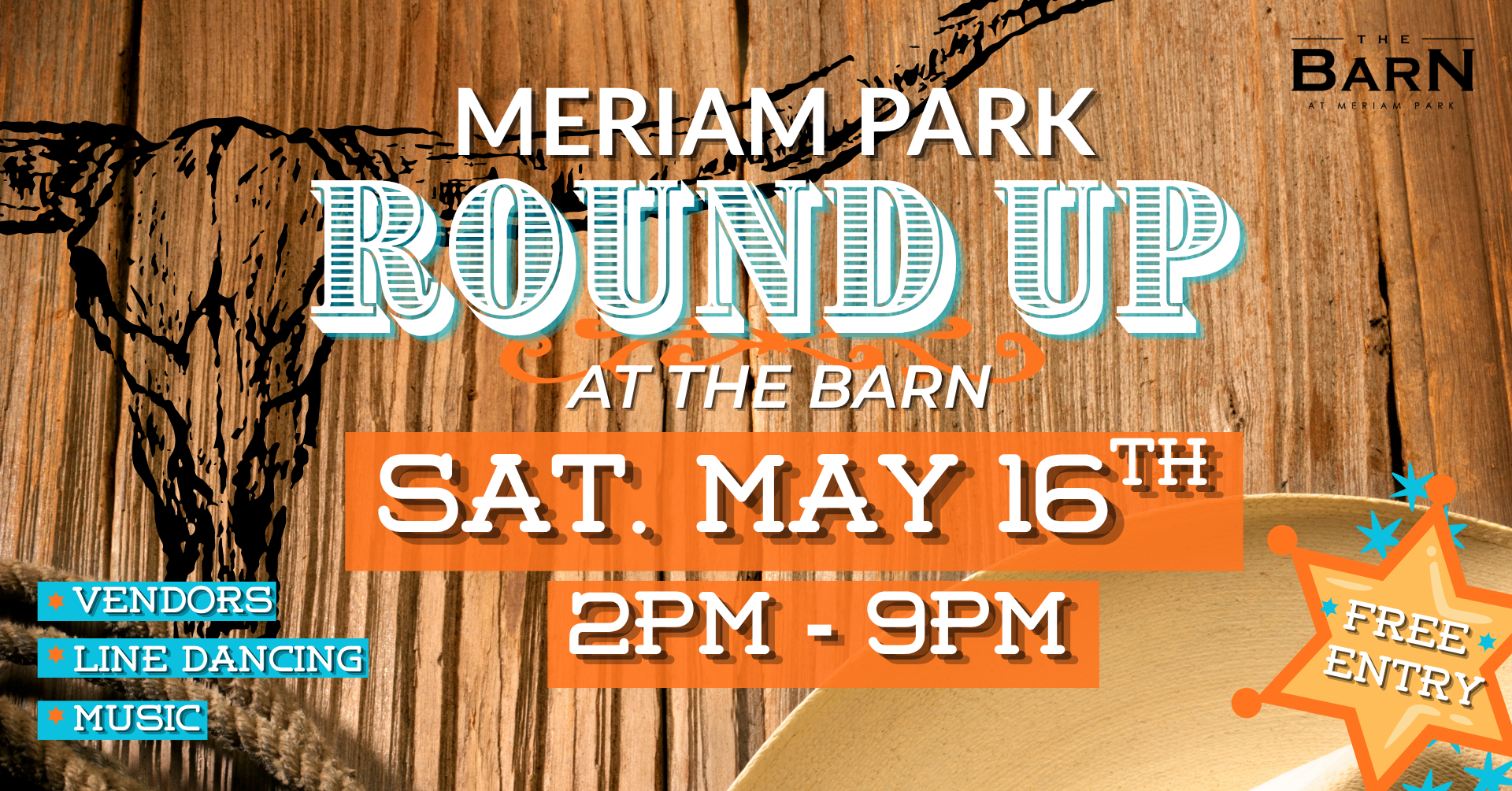 a western themed poster for an event at The Barn at Meriam Park in MAy 2026
