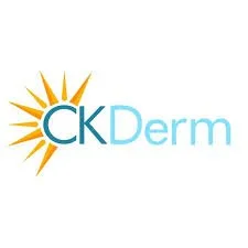 CKDerm logo with a stylized sunburst design and blue text.