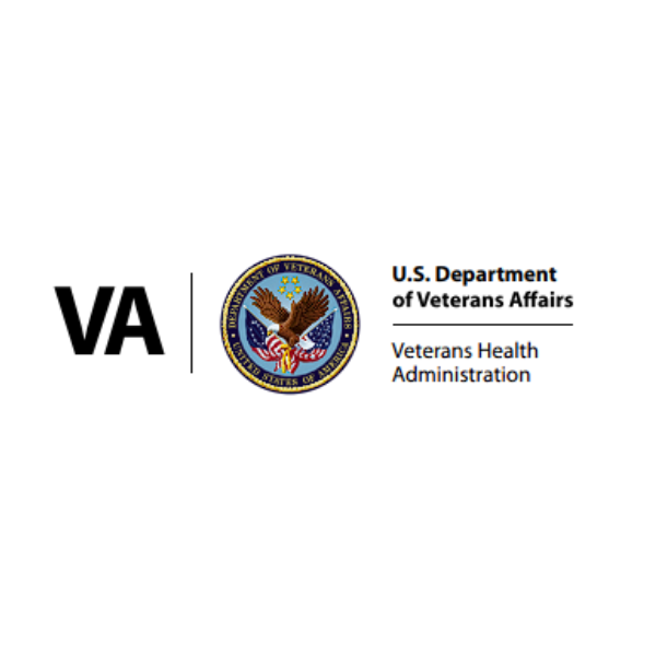 U.S. Department of Veterans Affairs logo featuring VA initials, a seal with an eagle, and text indicating Veterans Health Administration.