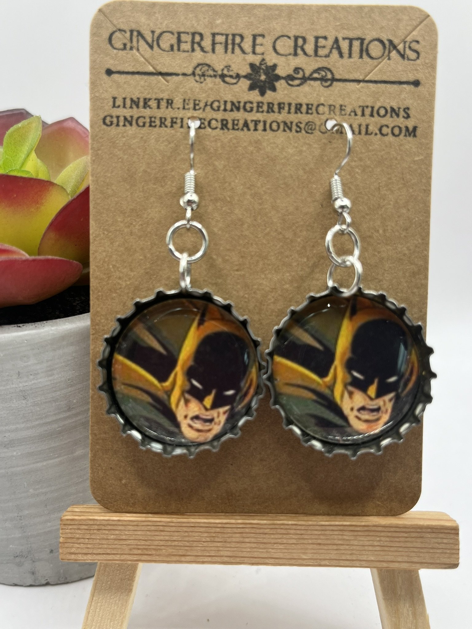 Batman Bottle Cap Earrings