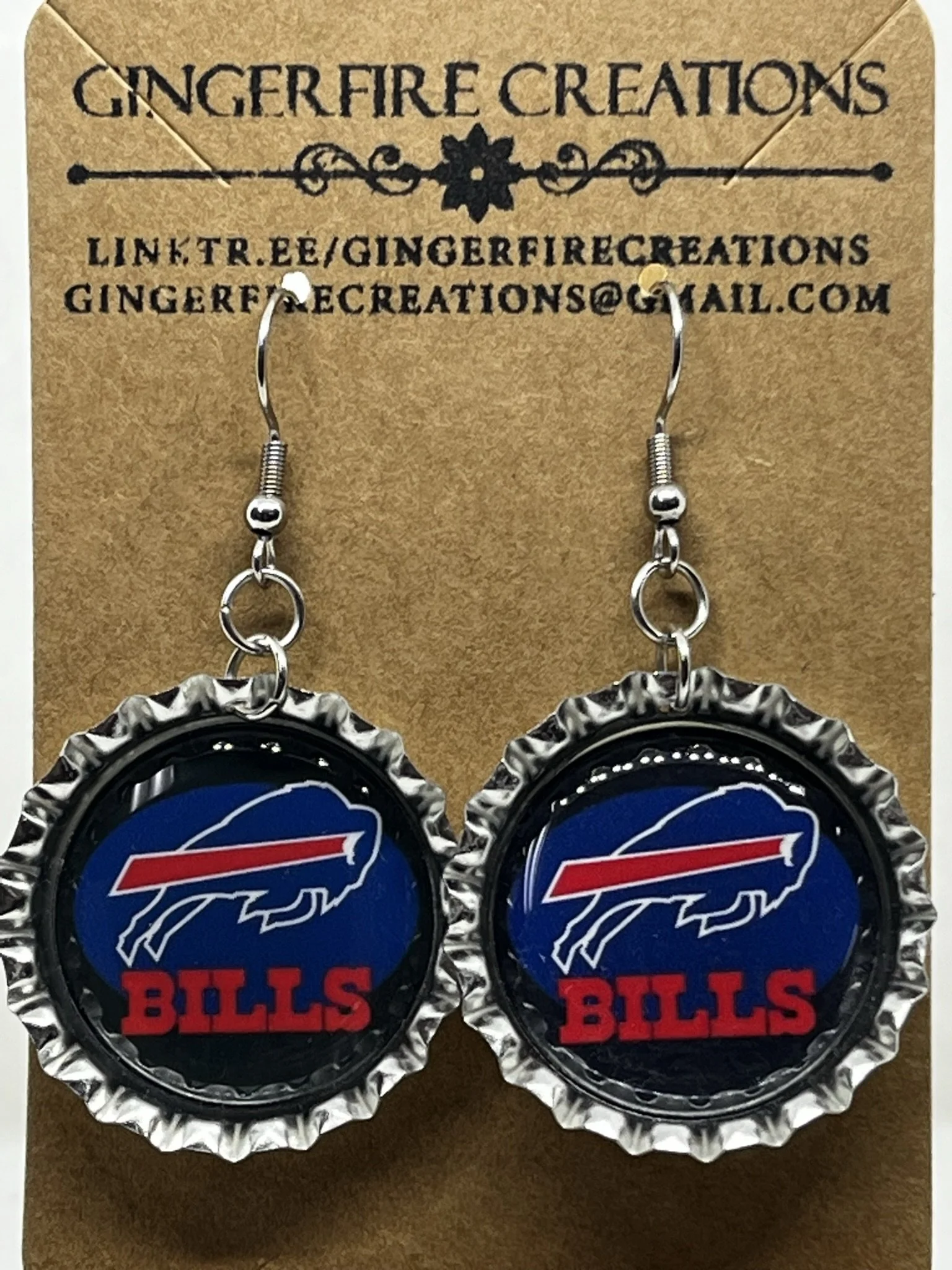 Bills Bottle Cap Earrings