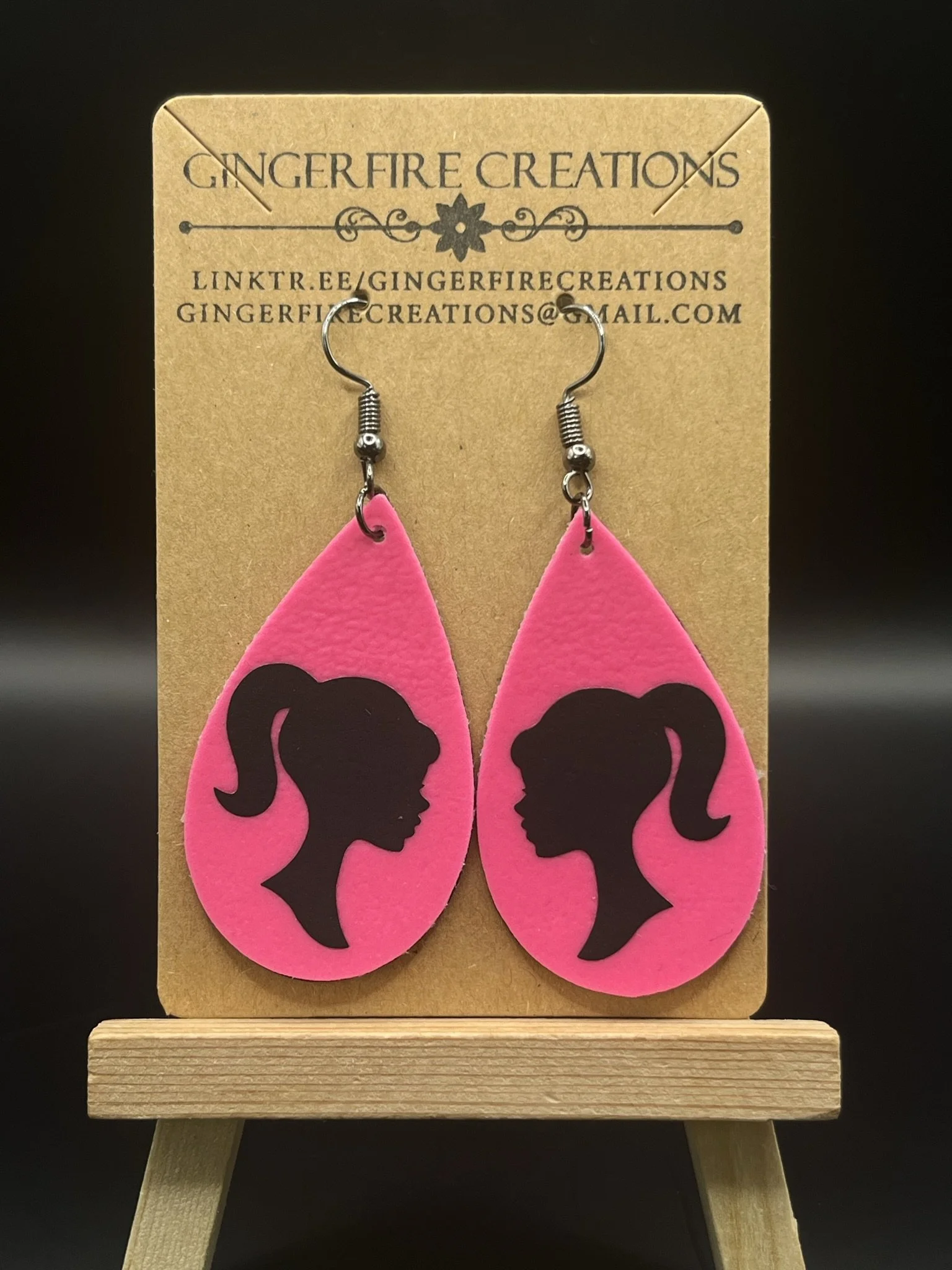 Girl Doll Faux Leather Earrings