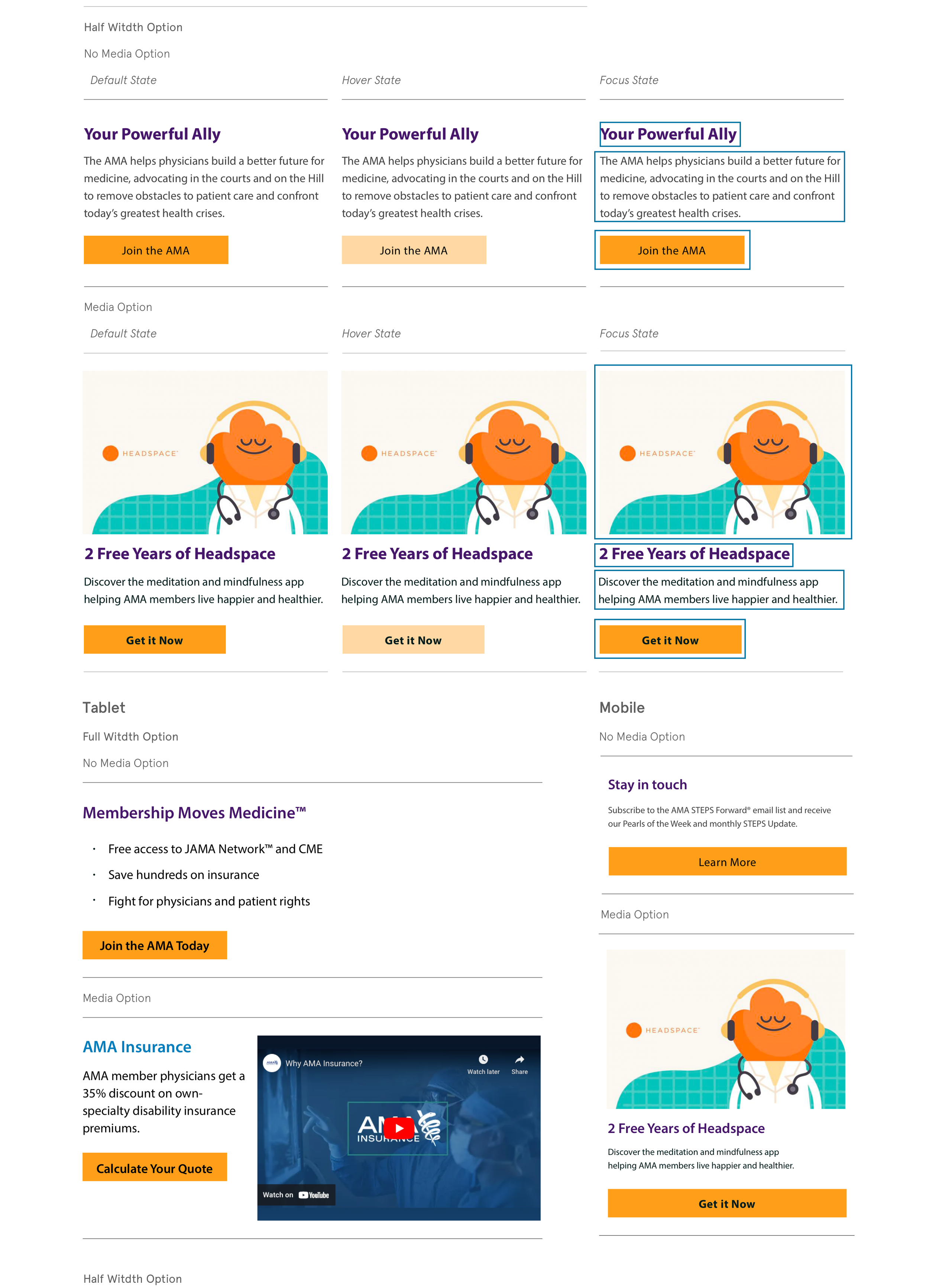 Component-based design system demonstrating reusable modules across default, hover, and focus states to ensure consistency and scalability across an enterprise platform.