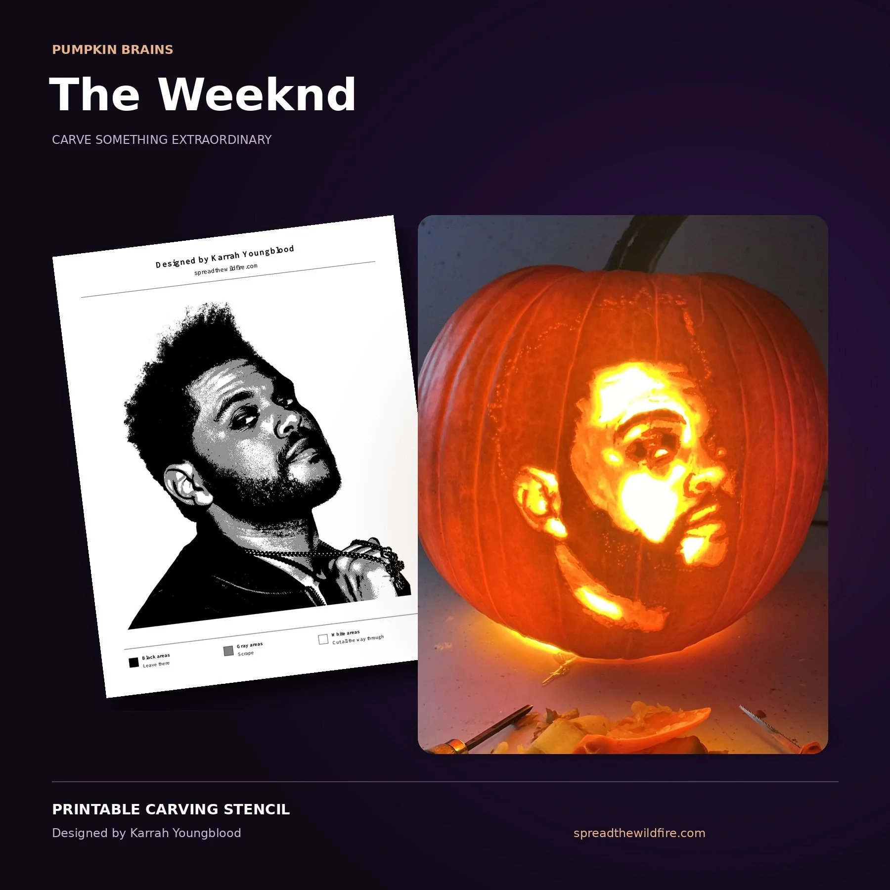 The Weeknd Pumpkin Carving Stencil
