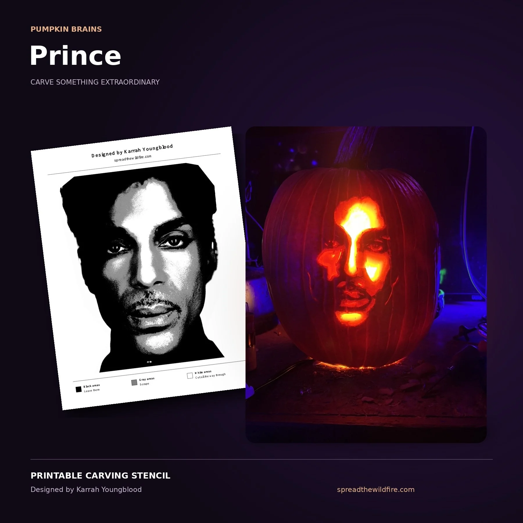 Prince Pumpkin Carving Stencil