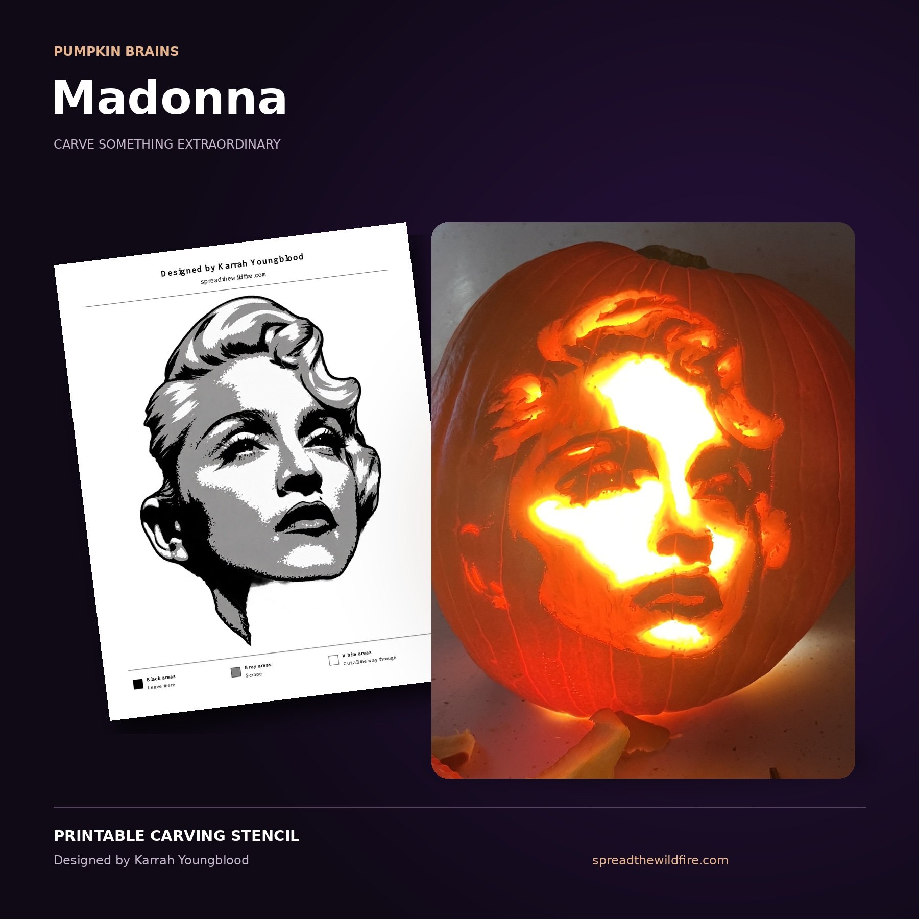 Madonna Pumpkin Carving Stencil