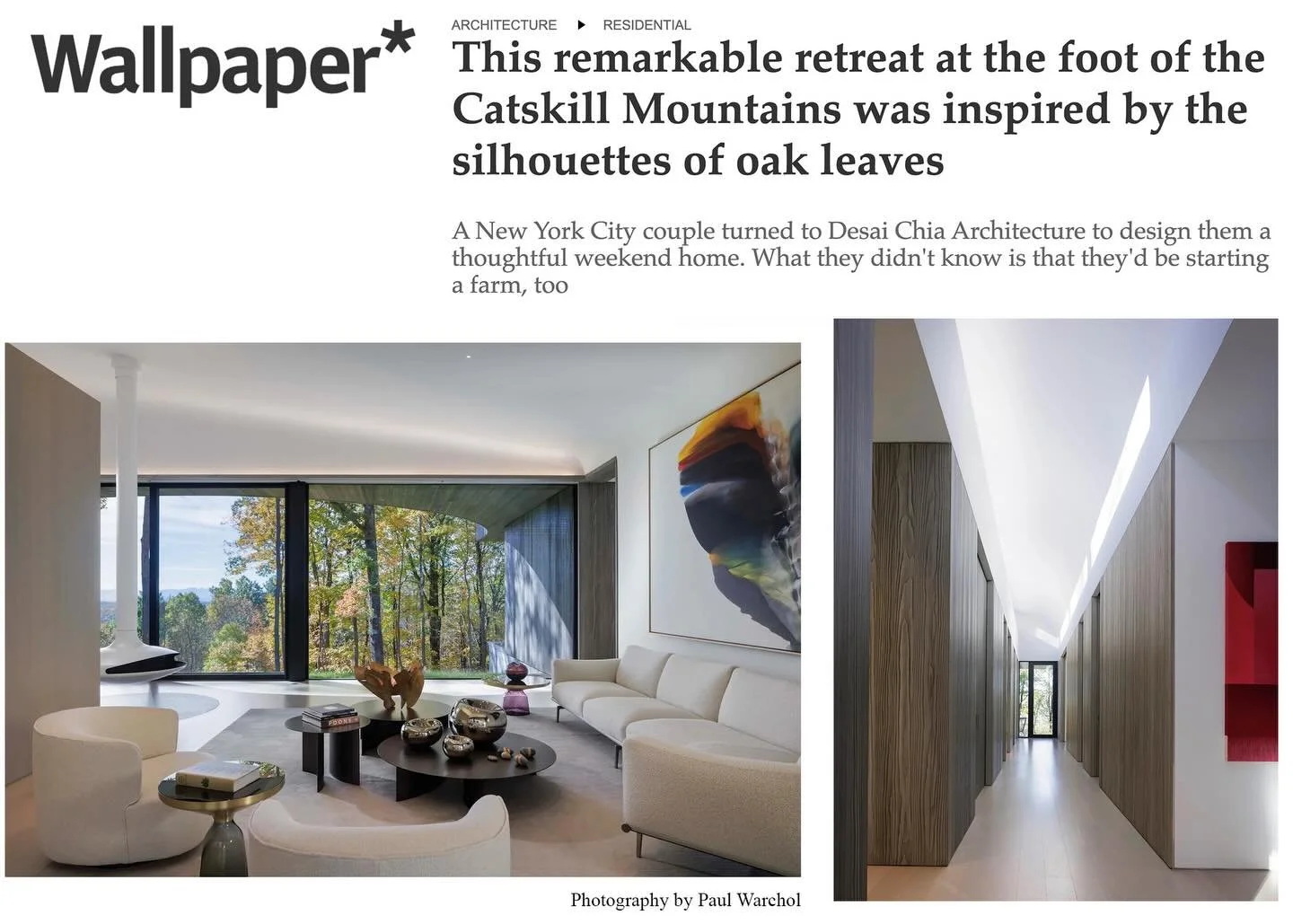 Loved seeing my Columbia County project in Wallpaper!
Architecture and interiors by @desaichiaarchitecture 
Lighting by @piercelightingstudio 
Photography by @paul_warchol 

Artists shown here: 
Paul Jenkins from @timothytaylorgallery 
@rebeccccaward