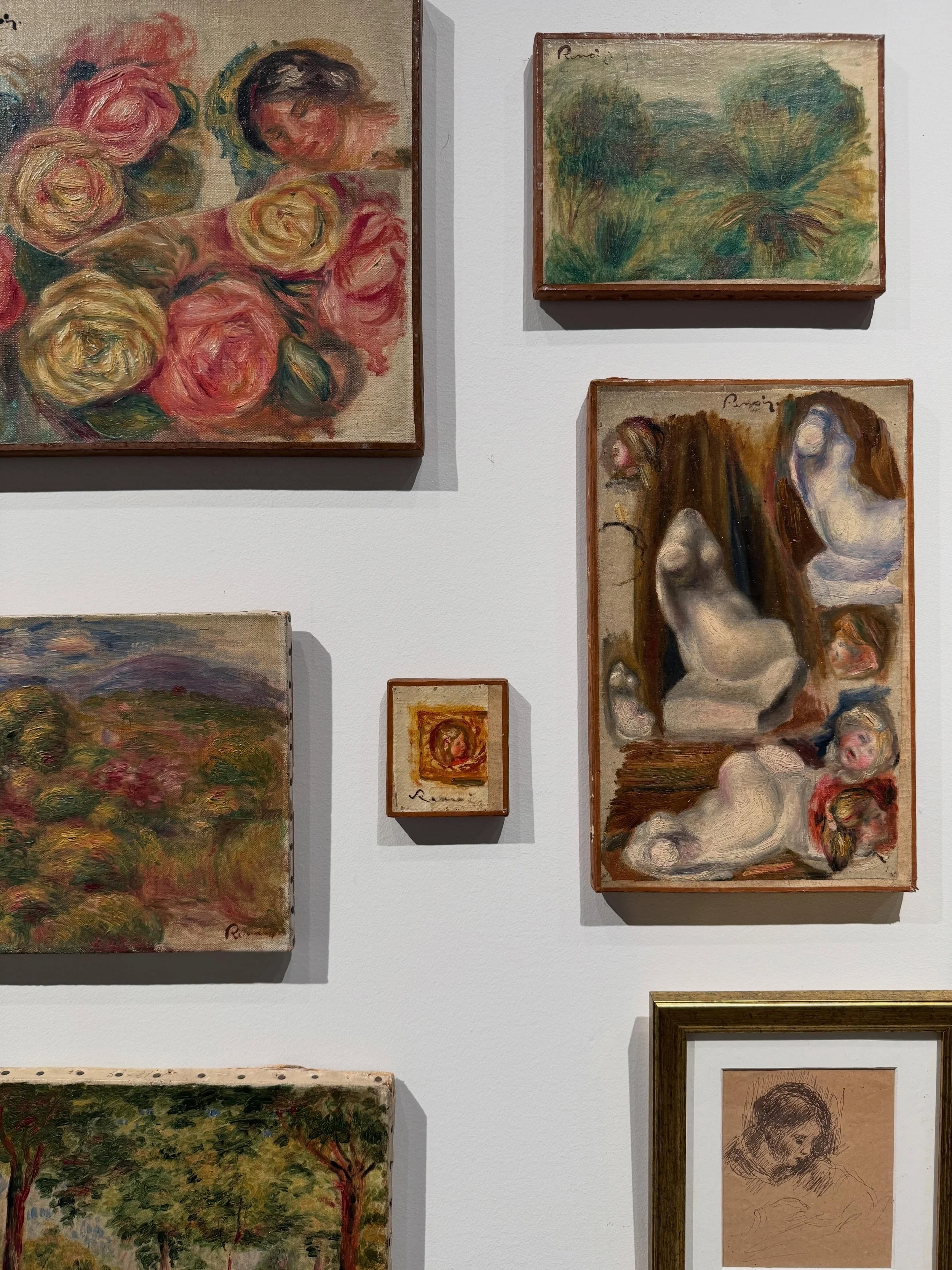At auction tomorrow: this lovely and charming group of unframed Renoir canvases at Bonhams. They&rsquo;re being sold individually which is too bad because I&rsquo;d love to just transport the whole wall to my living room. Or, yours. They come from th
