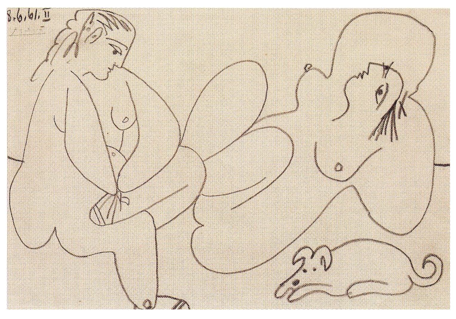 Pablo Picasso, Les Dejeuners, 1961, Crayon on paper, 10 x 14 inches, $300,000