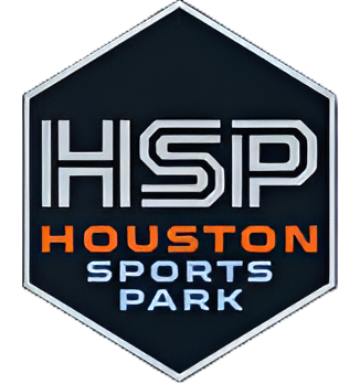 Logo for Houston Sports Park with initials HSP inside a hexagon, with 'Houston Sports Park' written below.