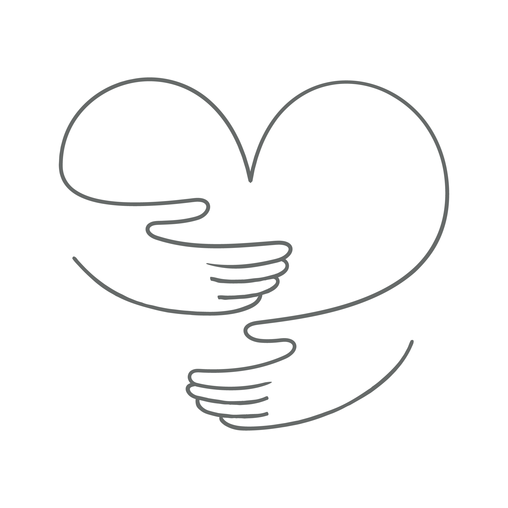 A minimalist line drawing of two hands and a heart, symbolizing the love and care of parenting support counseling.