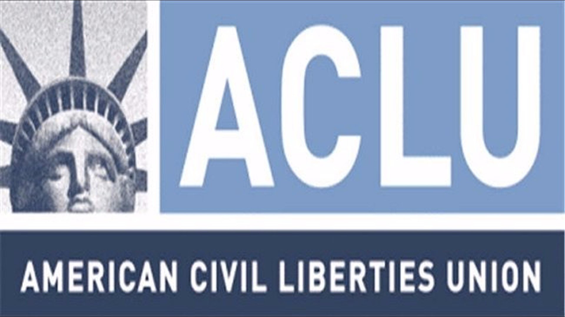 Logo of the American Civil Liberties Union featuring the Statue of Liberty head in a circle and the text 'ACLU' and 'American Civil Liberties Union'.
