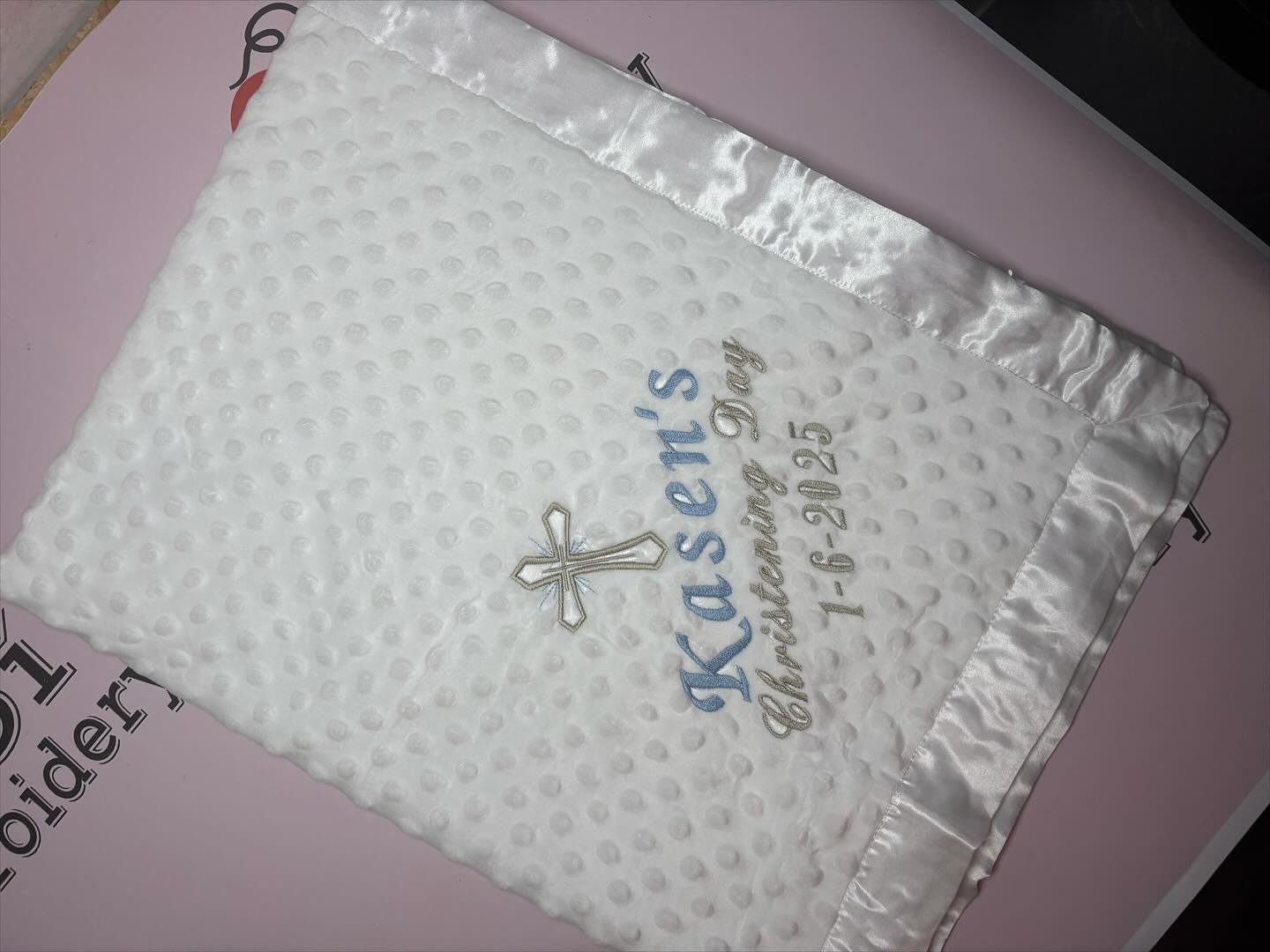 How beautiful 😍 

Another option we have available for christening blankets