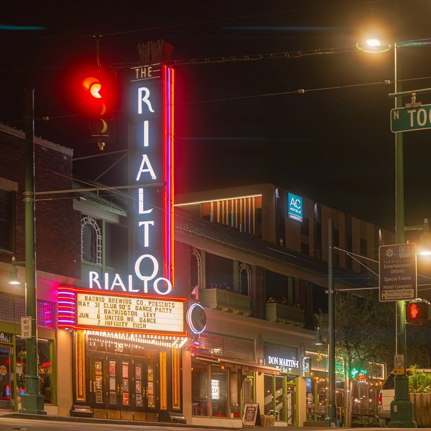 Congress &amp; Toole at the heart of downtown. 
.
.
.
#tucson #sonya7riv #nightscapephotography #anamorphicphotography #rialtotheatre #hotelcongress #tucsonphotography