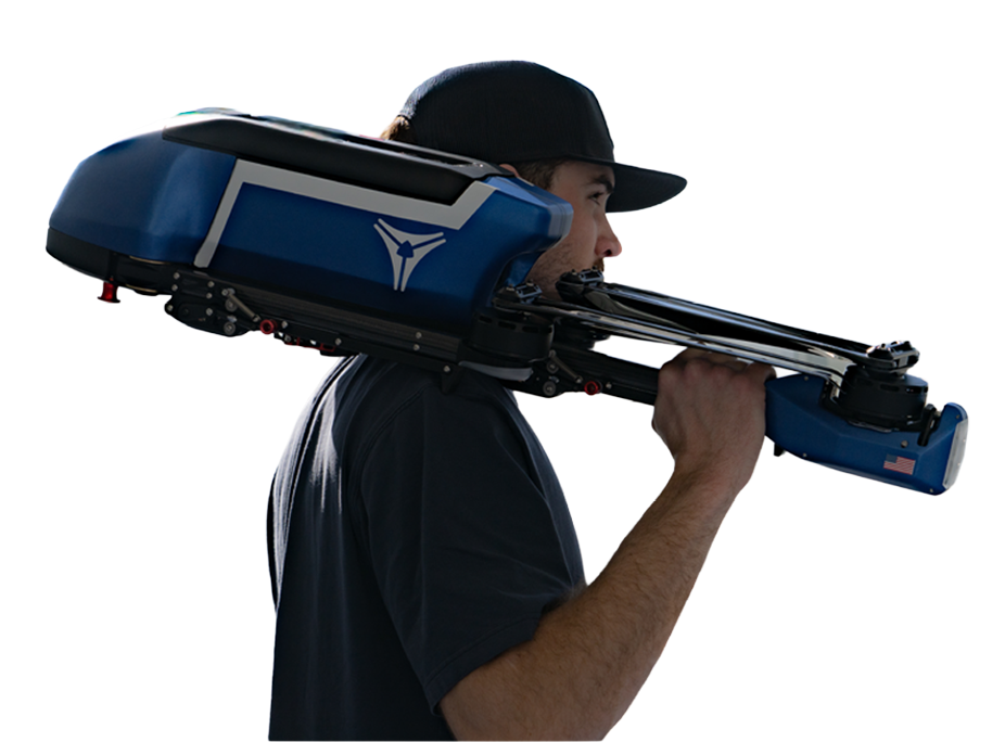 Vulcan SX drone being carried on the shoulder