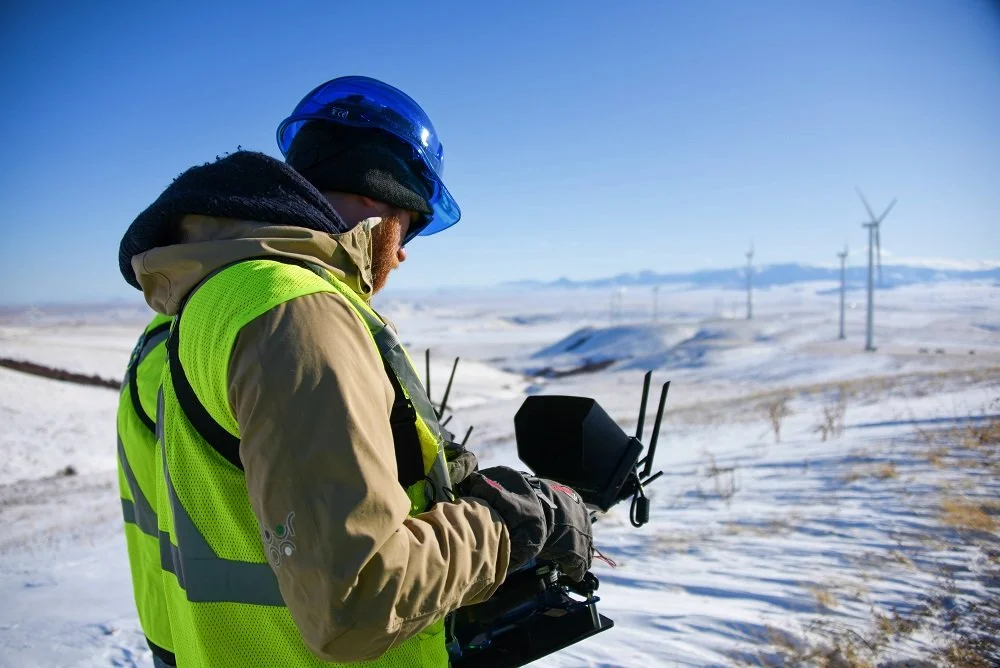 Vision Aerial Drone Pilot flying tricopter in industrial missions