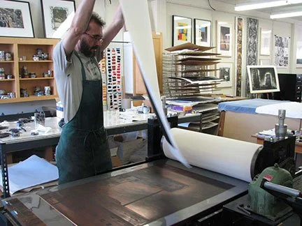David Avery pulling a print of Third Street Factory-2.jpg
