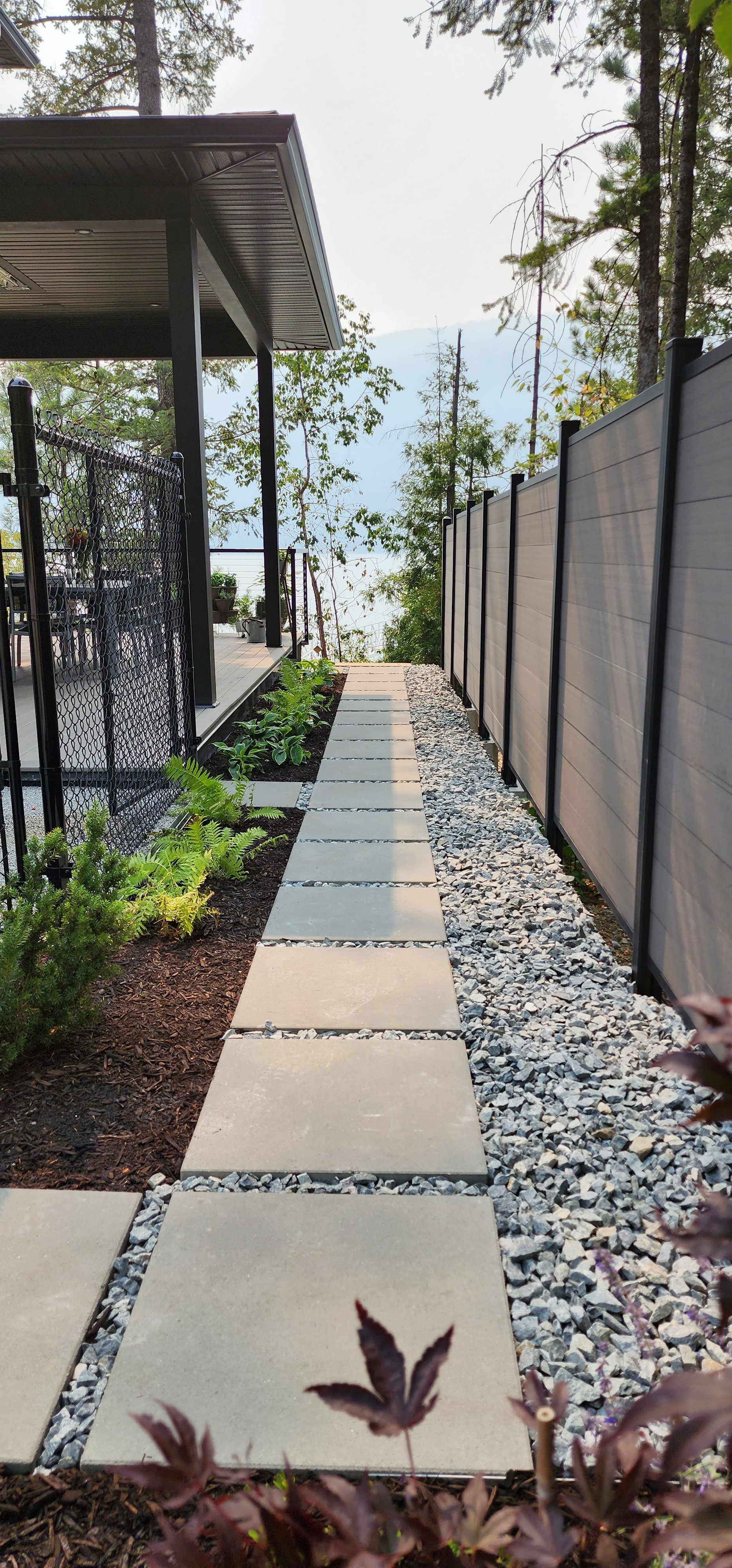 Custom landscape walkway installation in Blind Bay BC
