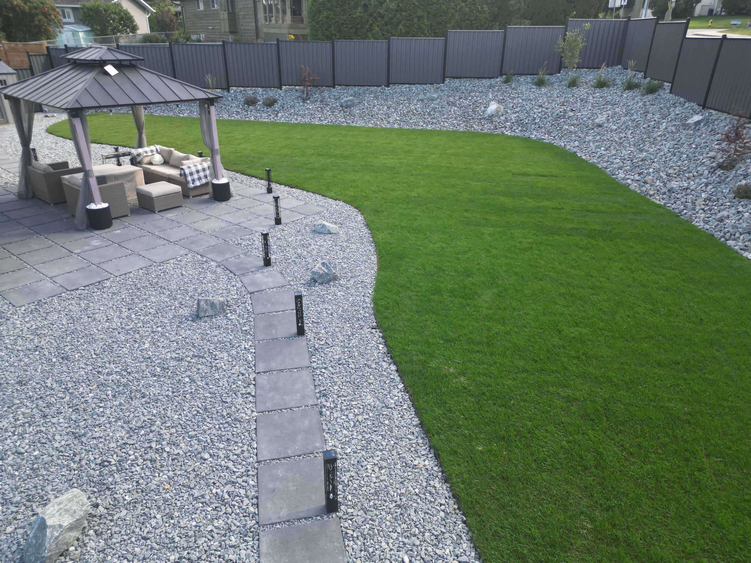 Paver patio and landscape construction project completed in Salmon Arm BC