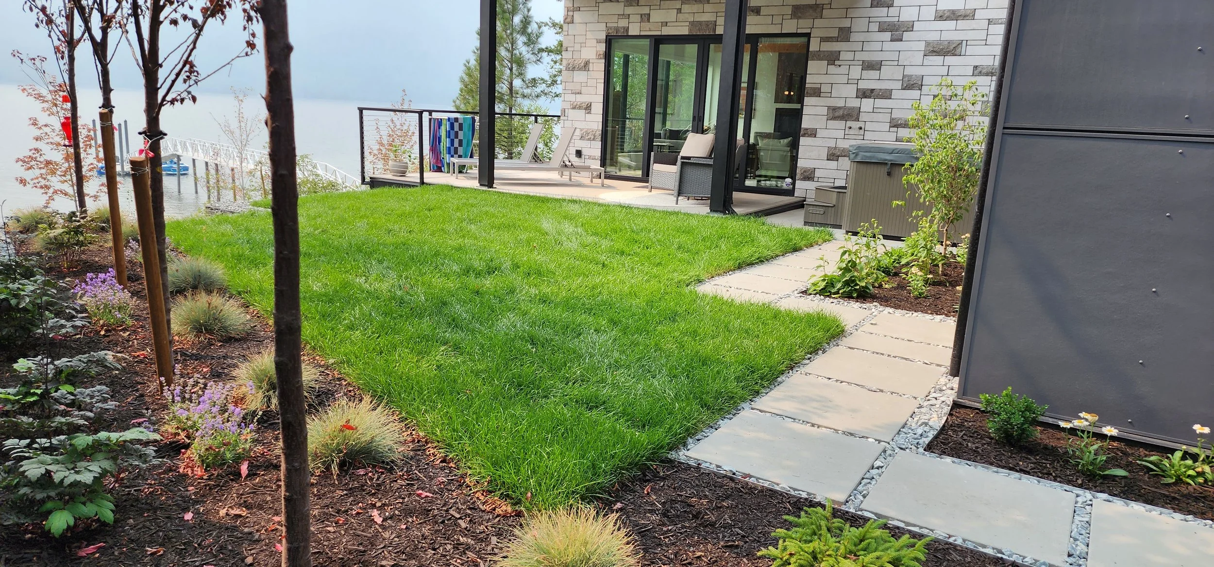 Softscape landscaping and sod installation for luxury outdoor living spaces in the North Okanagan & Shuswap