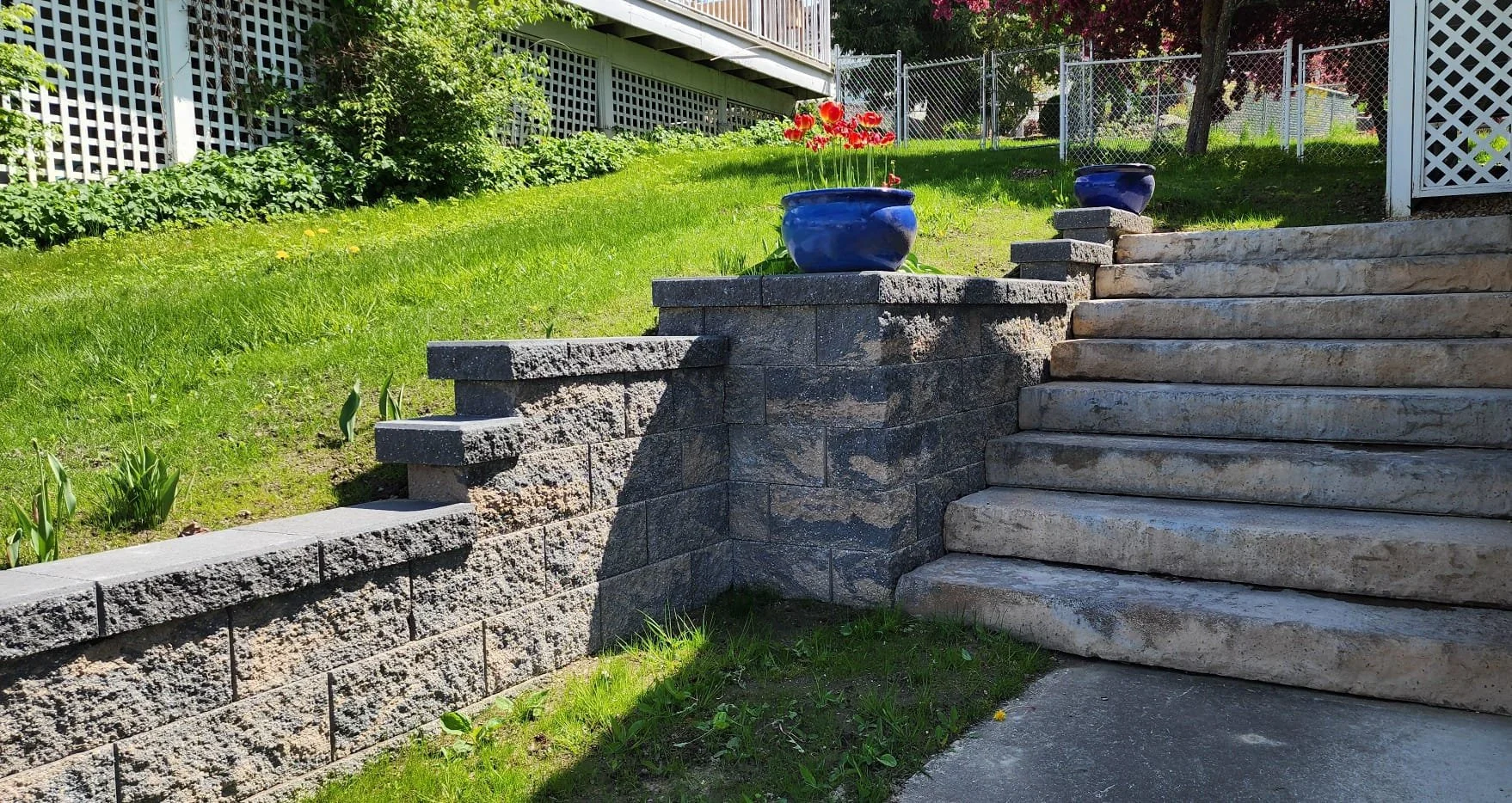 Retaining wall and landscape construction project in Salmon Arm BC
