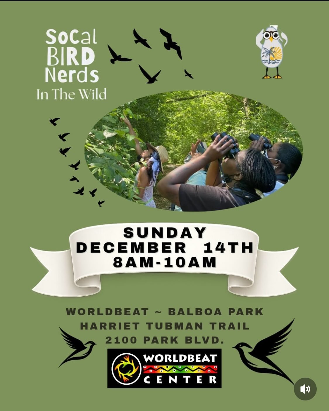 Hey y&rsquo;all 👋🏾 Join us on Sunday, Dec. 14 for our monthly bird outing. We will be collaborating with the @worldbeatcenter walking along the Harriet Tubman trail. We will have a bird sit down options for those that want to spend time in the gard