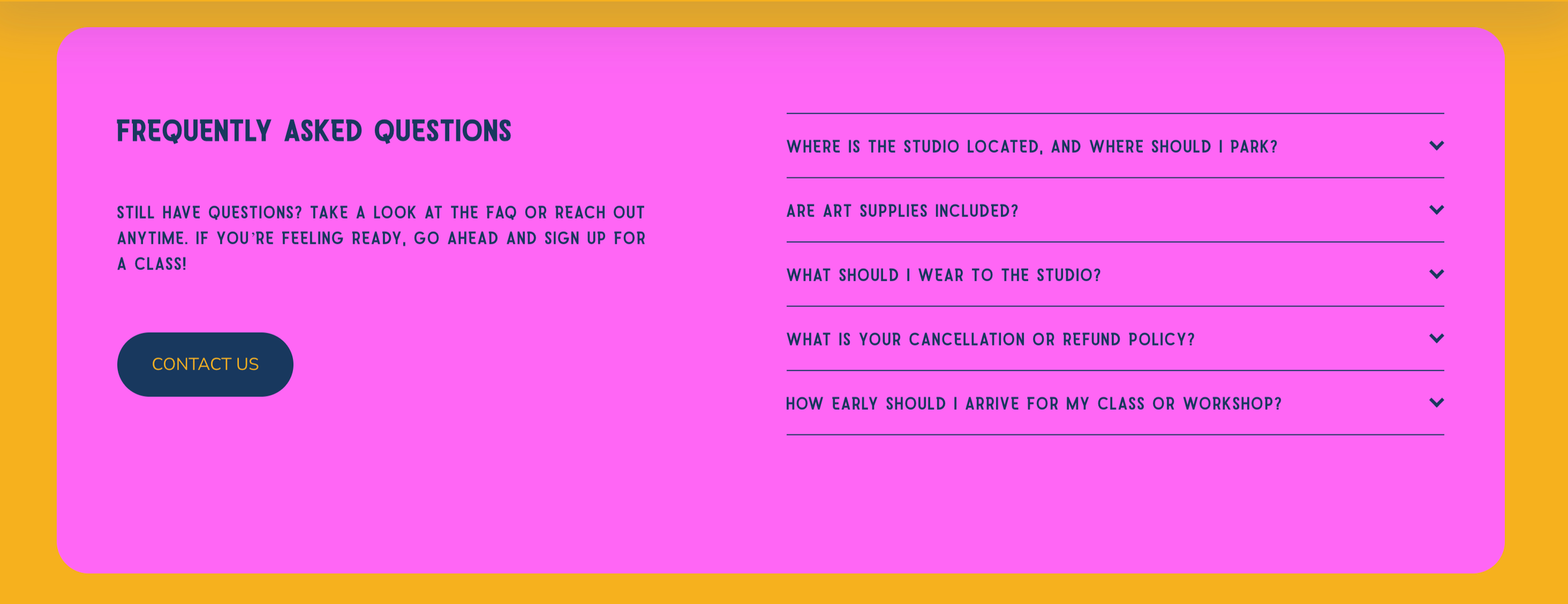 Structured FAQ content supports local SEO while answering the questions new students are already searching for.