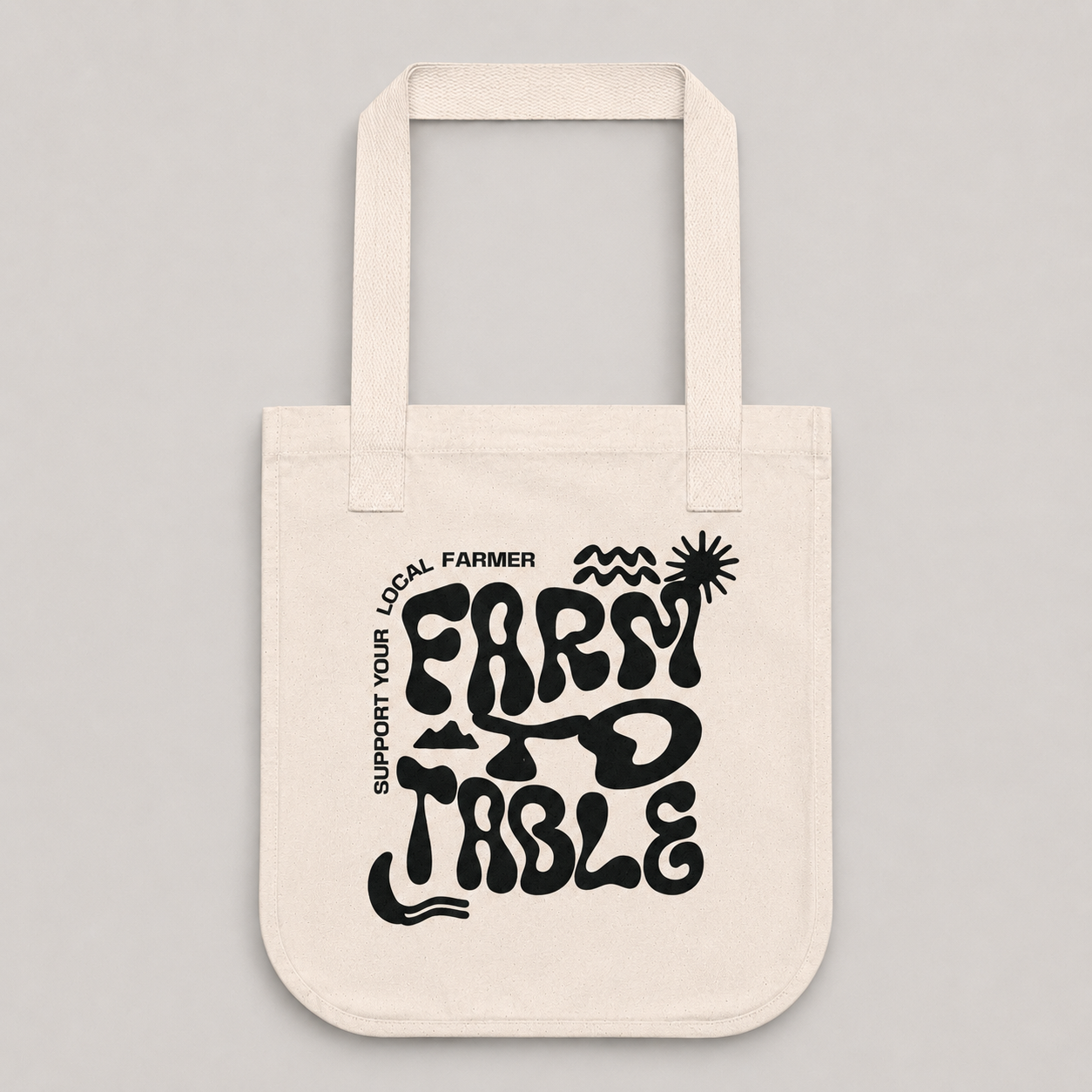 Farm to Table Organic Canvas Tote Bag | Vintage Farmers Market Tote