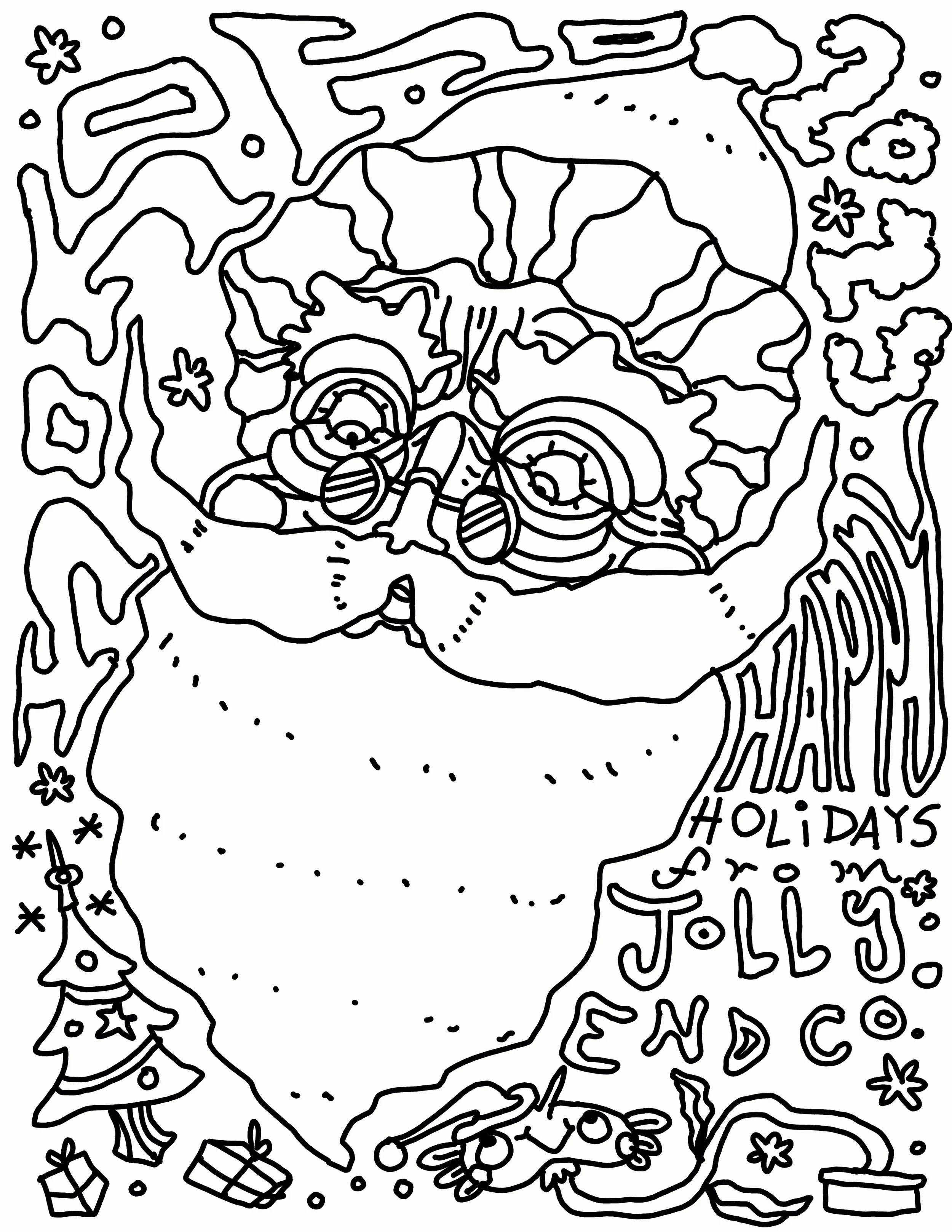 colouring page of Santa