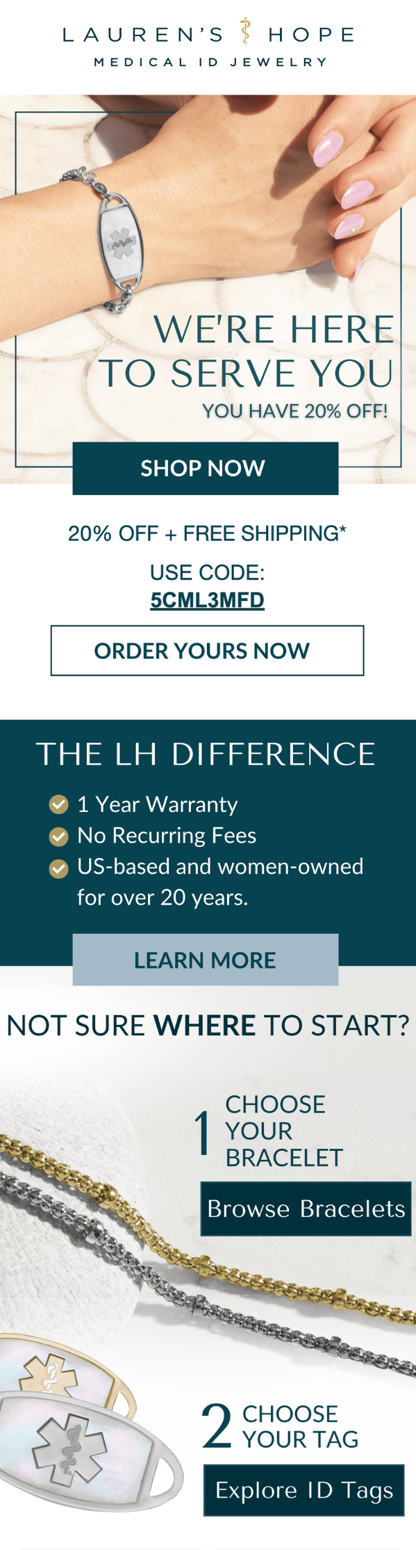 Welcome email for e-commerce company.