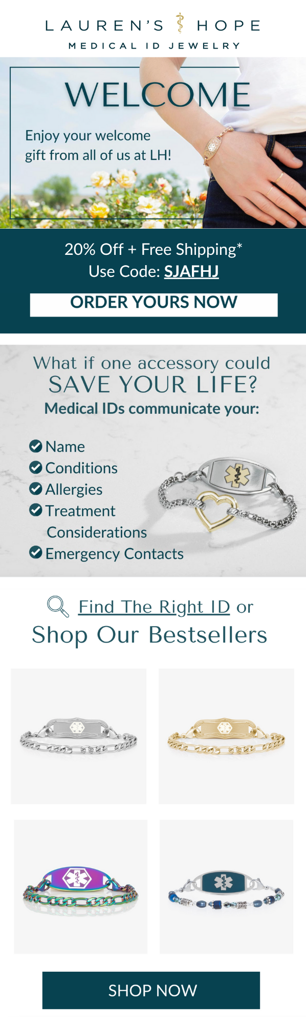 Welcome email for e-commerce company.