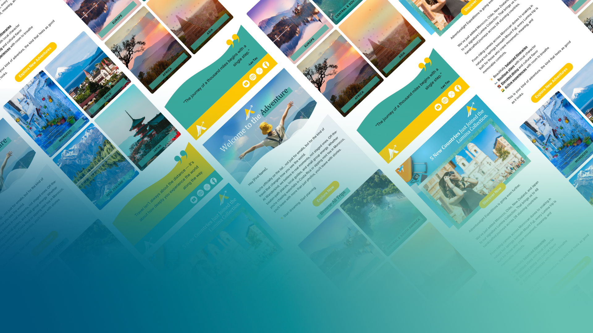 Collage of email templates.