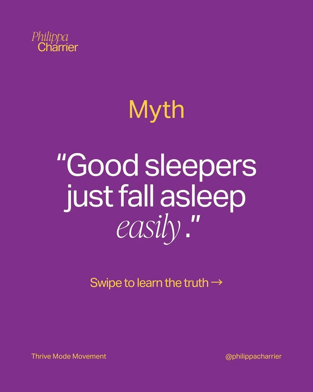 Great sleep isn&rsquo;t luck, it&rsquo;s rhythm.

💜 Keep a steady bedtime and wake-up time
📱 Dim lights and screens before bed
☕ Skip caffeine late in the day

Rest isn&rsquo;t earned, it&rsquo;s essential. 💜

📲 Follow @philippacharrier for simpl