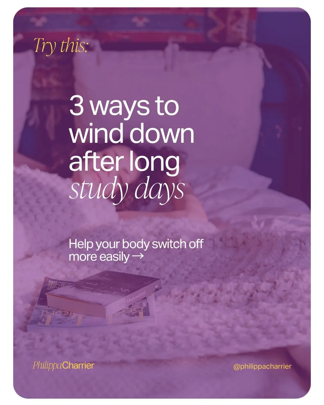 After long study days, your body often stays in alert mode even when you are exhausted. 🌙
Winding down is not about doing everything perfectly. It is about gently changing the pace so rest can happen.

🕯️ Slow down your evening rhythm
📱 Reduce sti