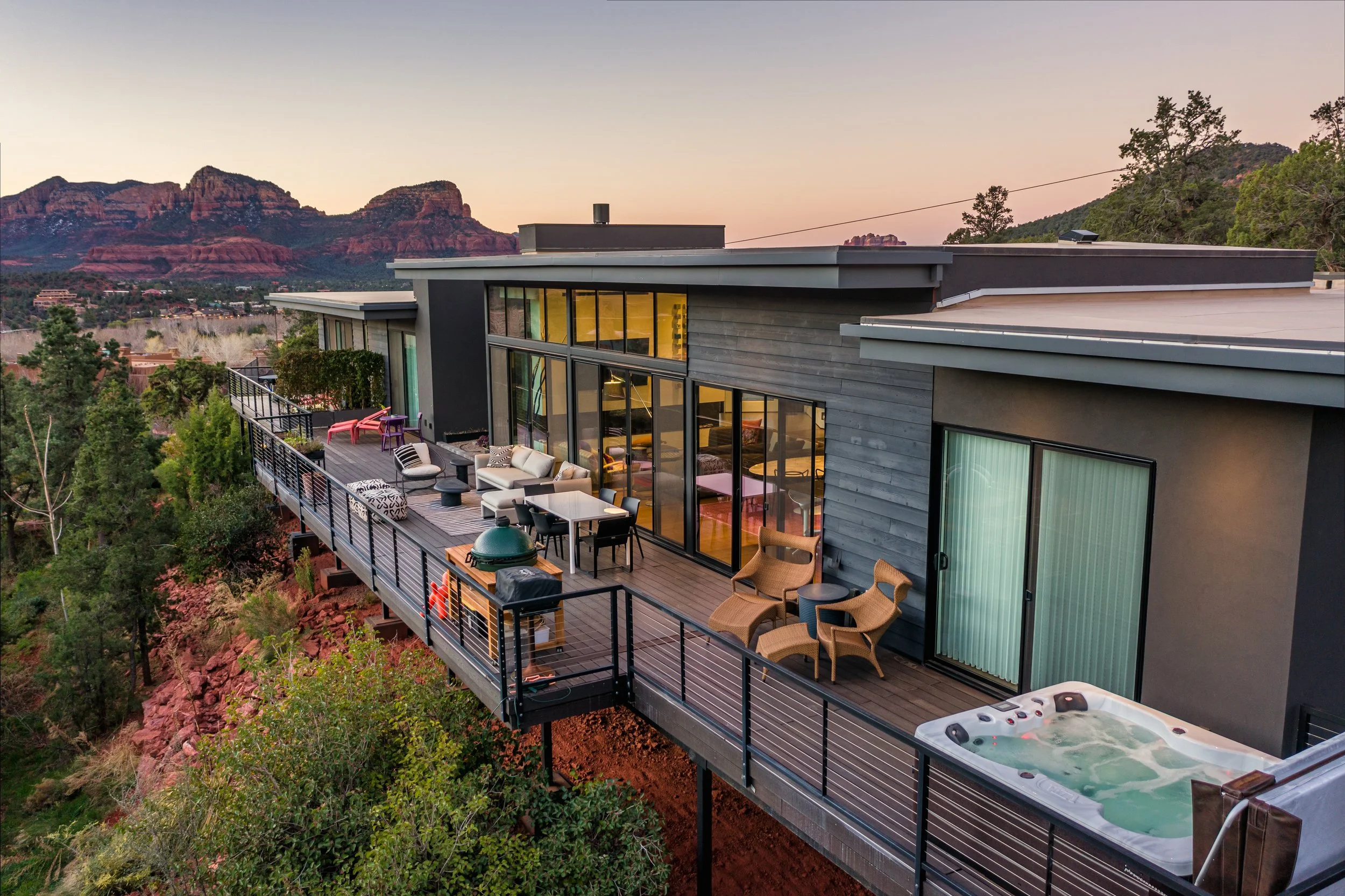 large family living deck exterior contemporary home