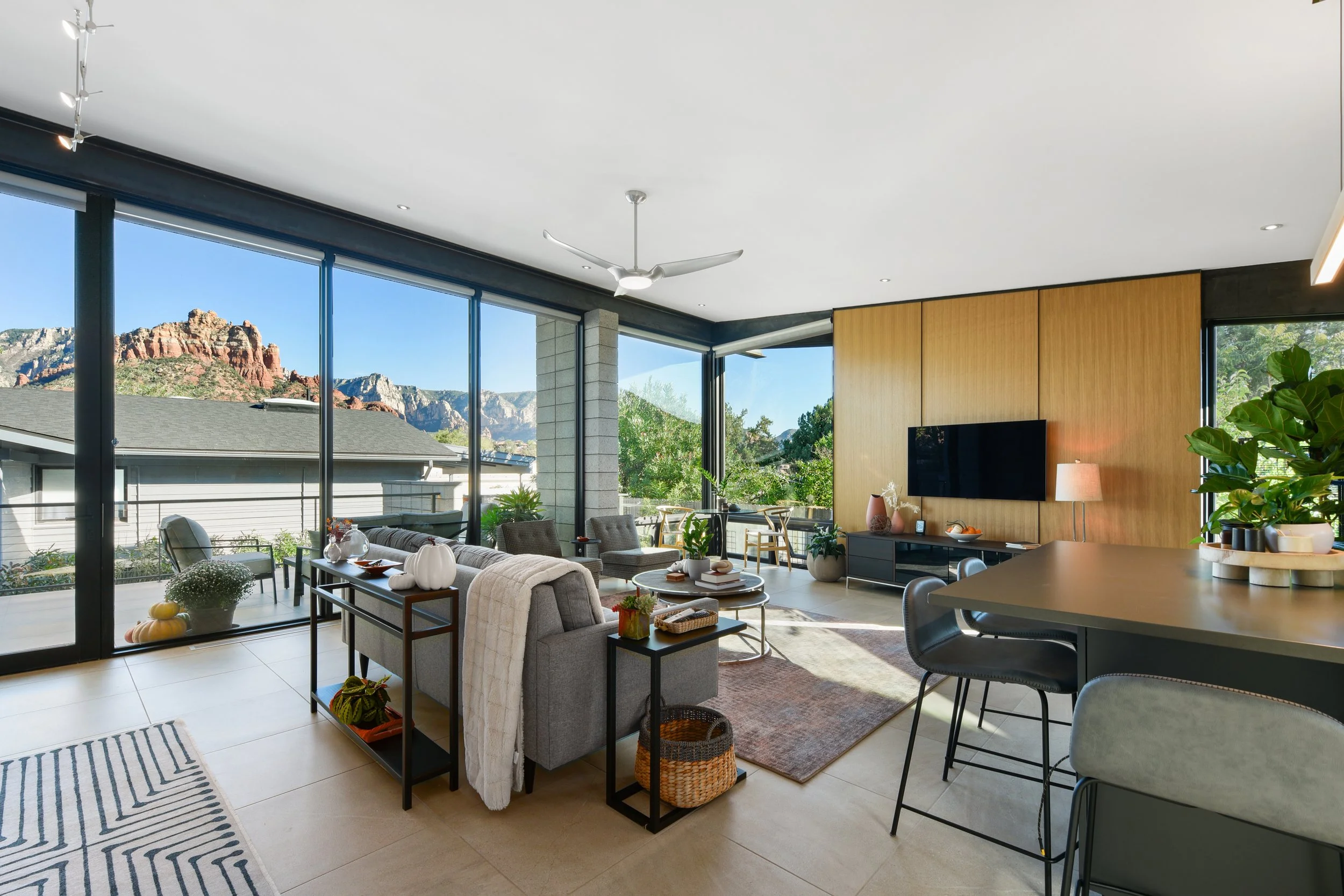 Private open floor plan contemporary living space sleek interior furnishing sedona architecture