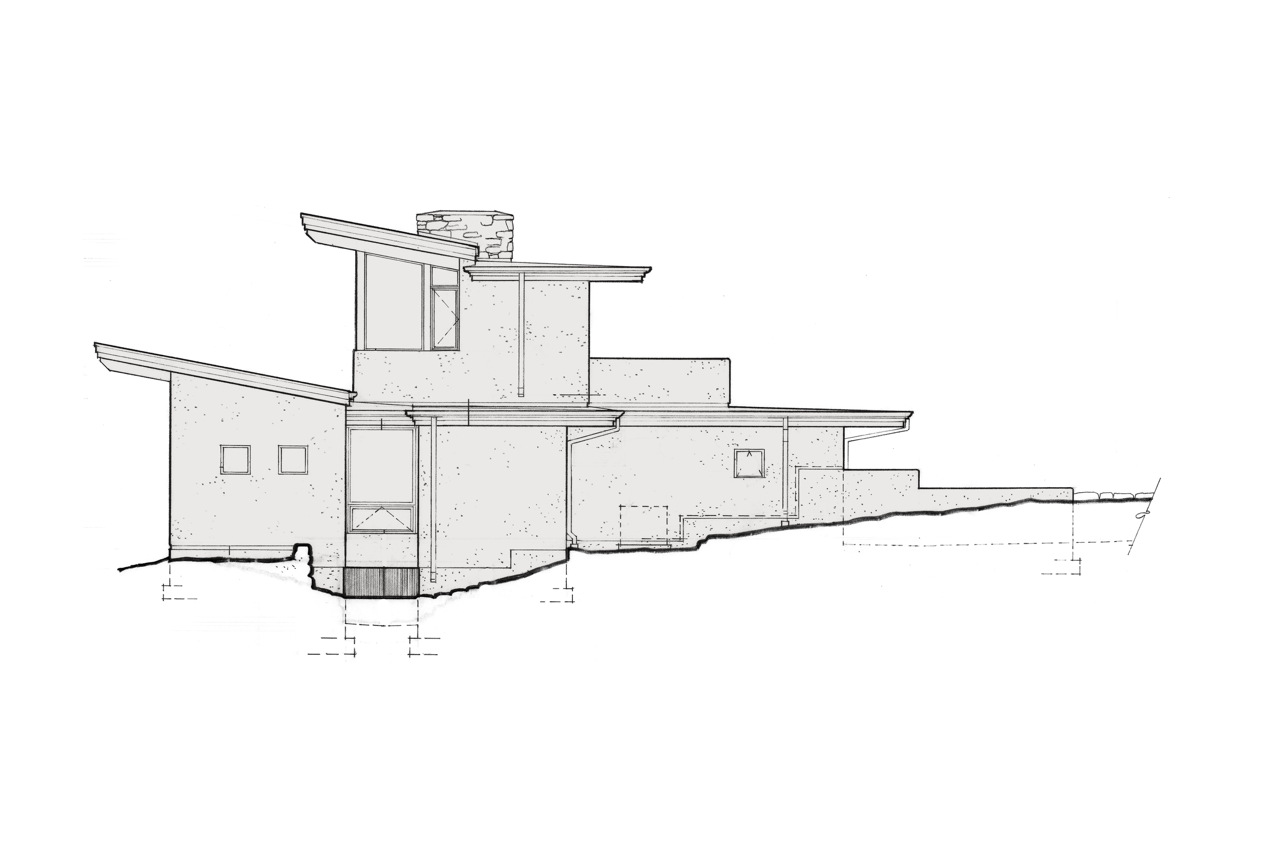Architectural drawing sketch elevation modern southwestern home