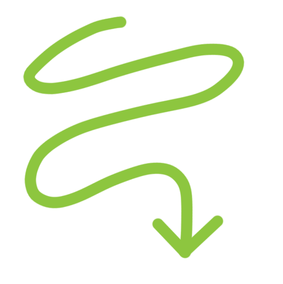 Green spiral arrow pointing downward.