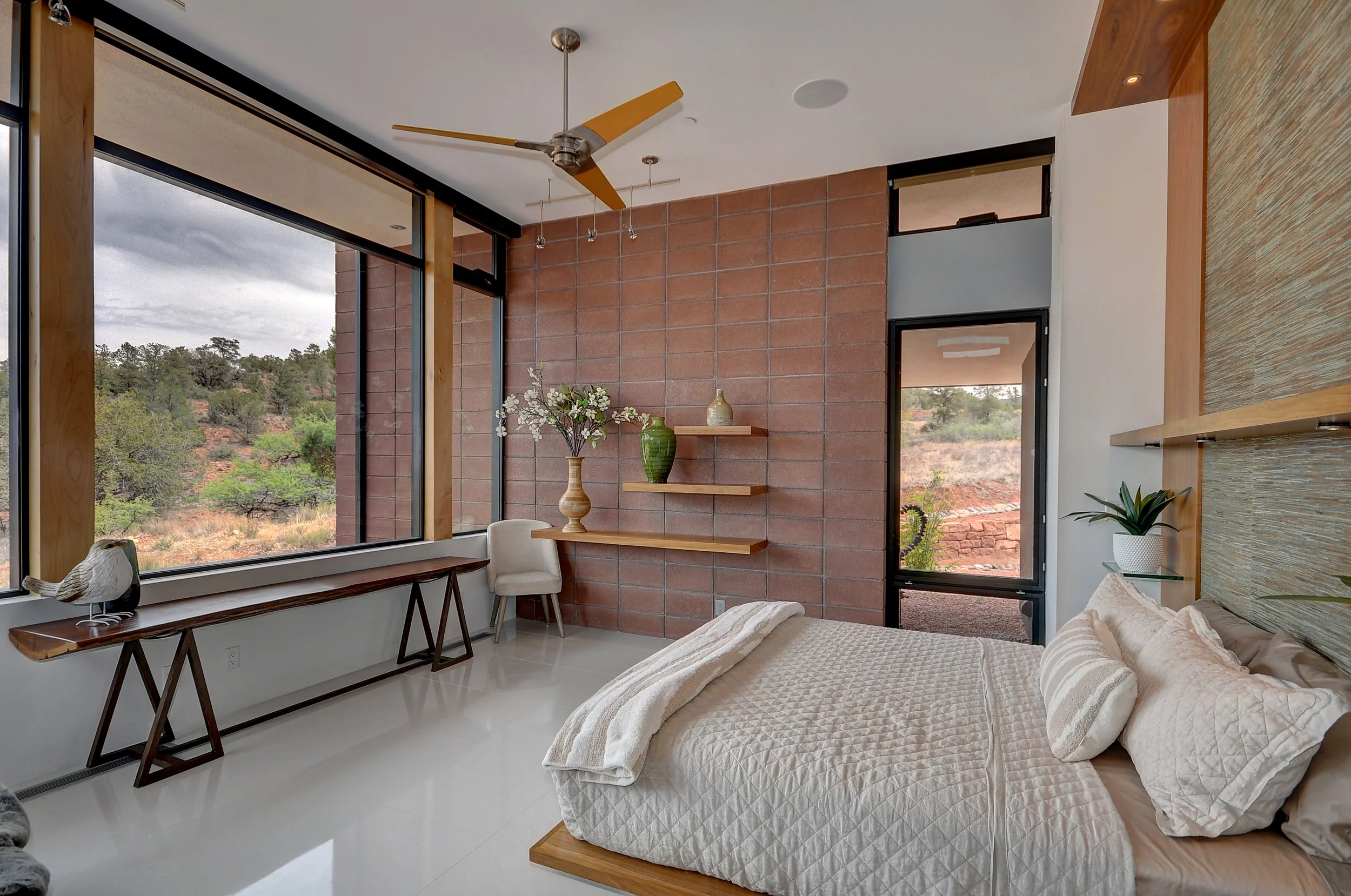 mid-century modern architecture primary bedroom picturesque