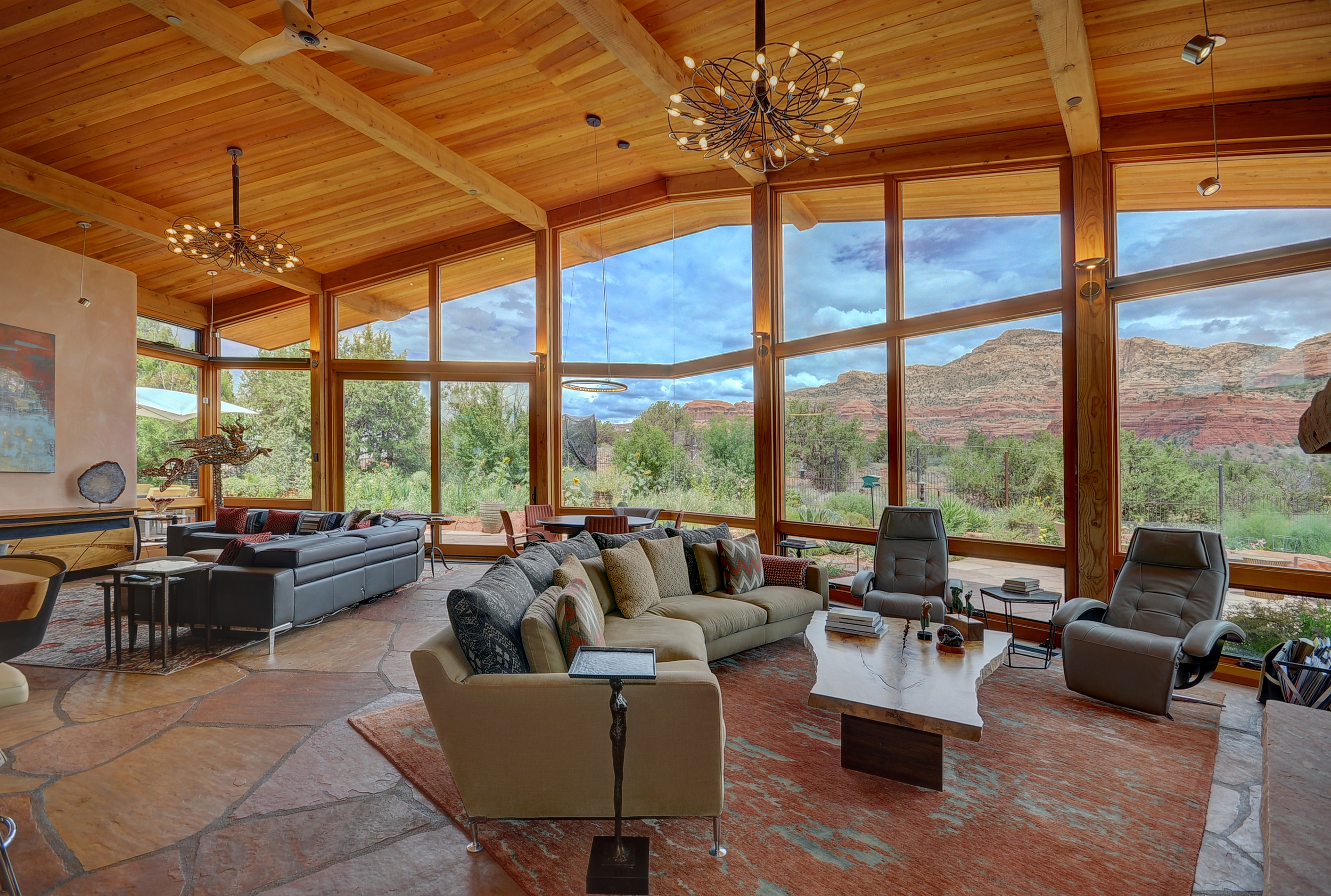 Open living area modern prairie style interior architecture Sedona Arizona