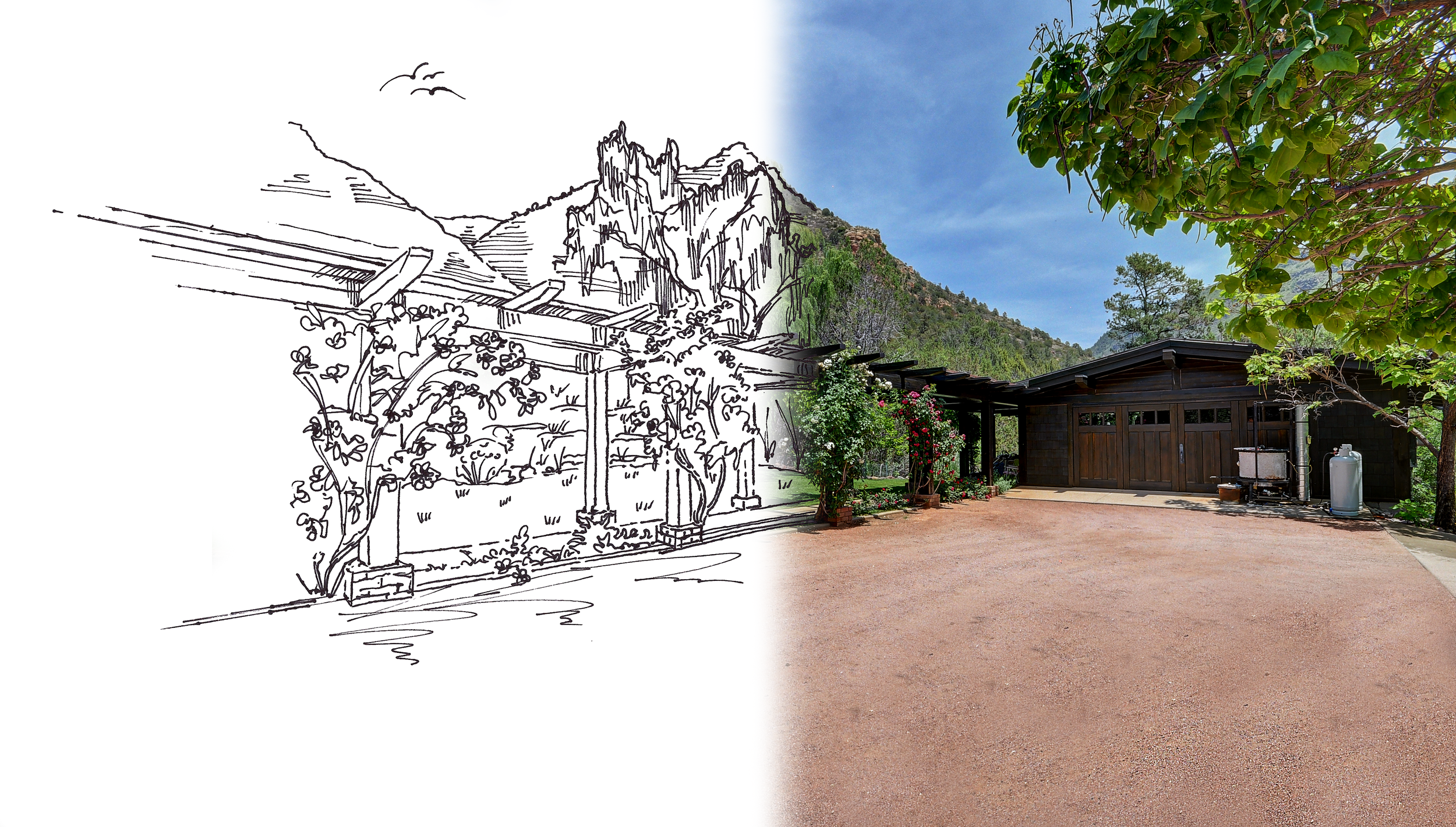 architectural sketch perspective craftsman style private residence