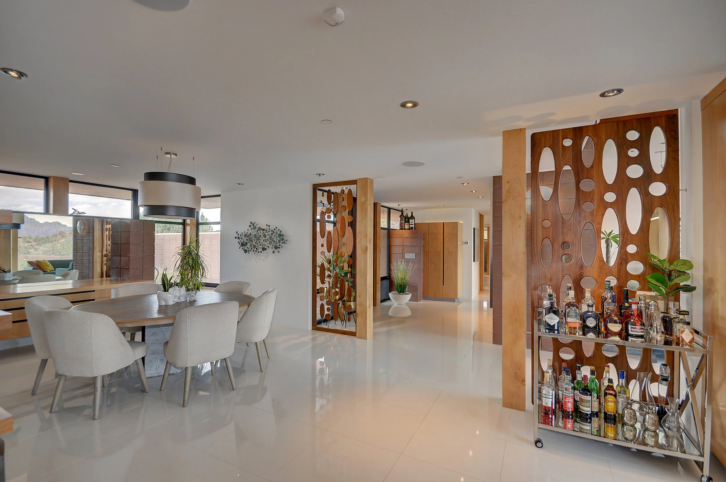 open concept clean lines contemporary interior design custom fabricated privacy screen