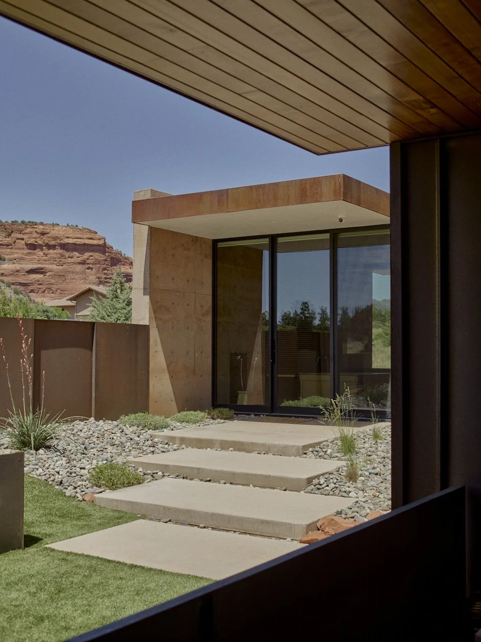 Southwestern landscape modern rusted copper residence architectural photography